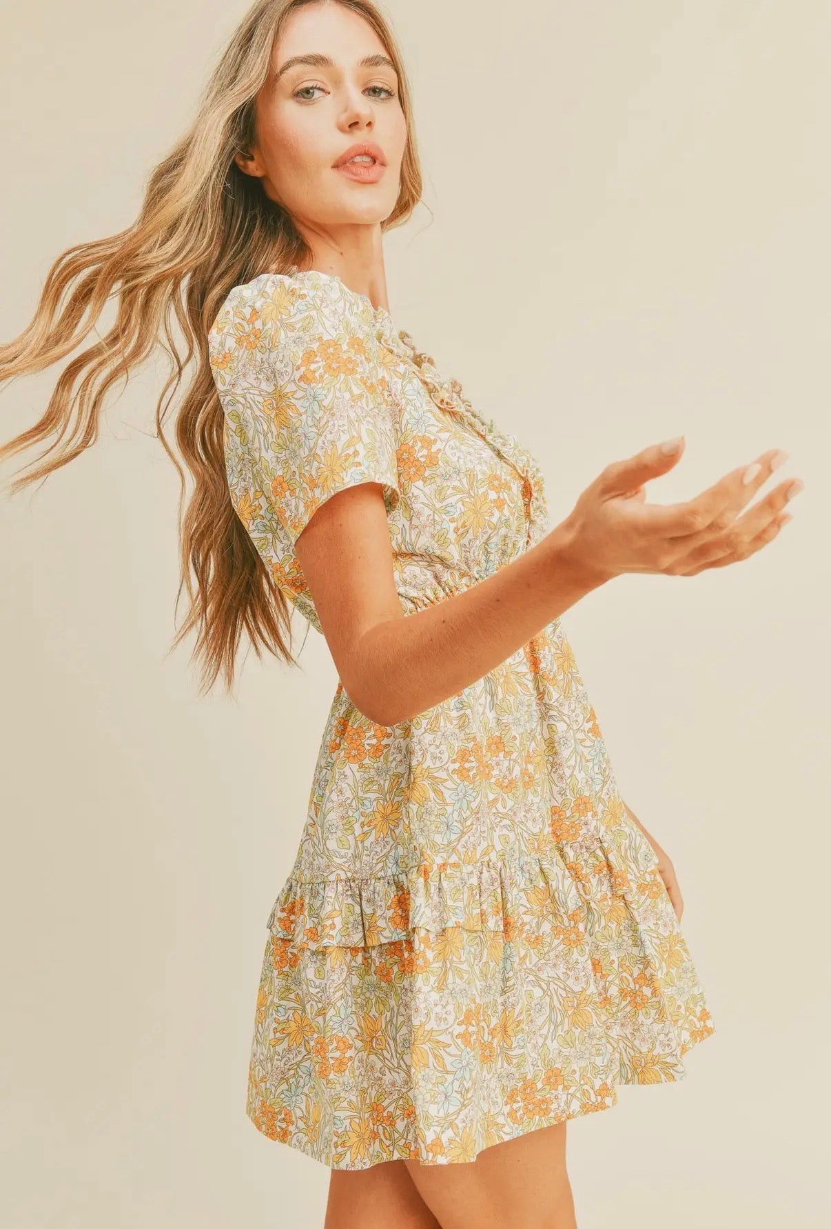 Soft Yellow Floral Dress