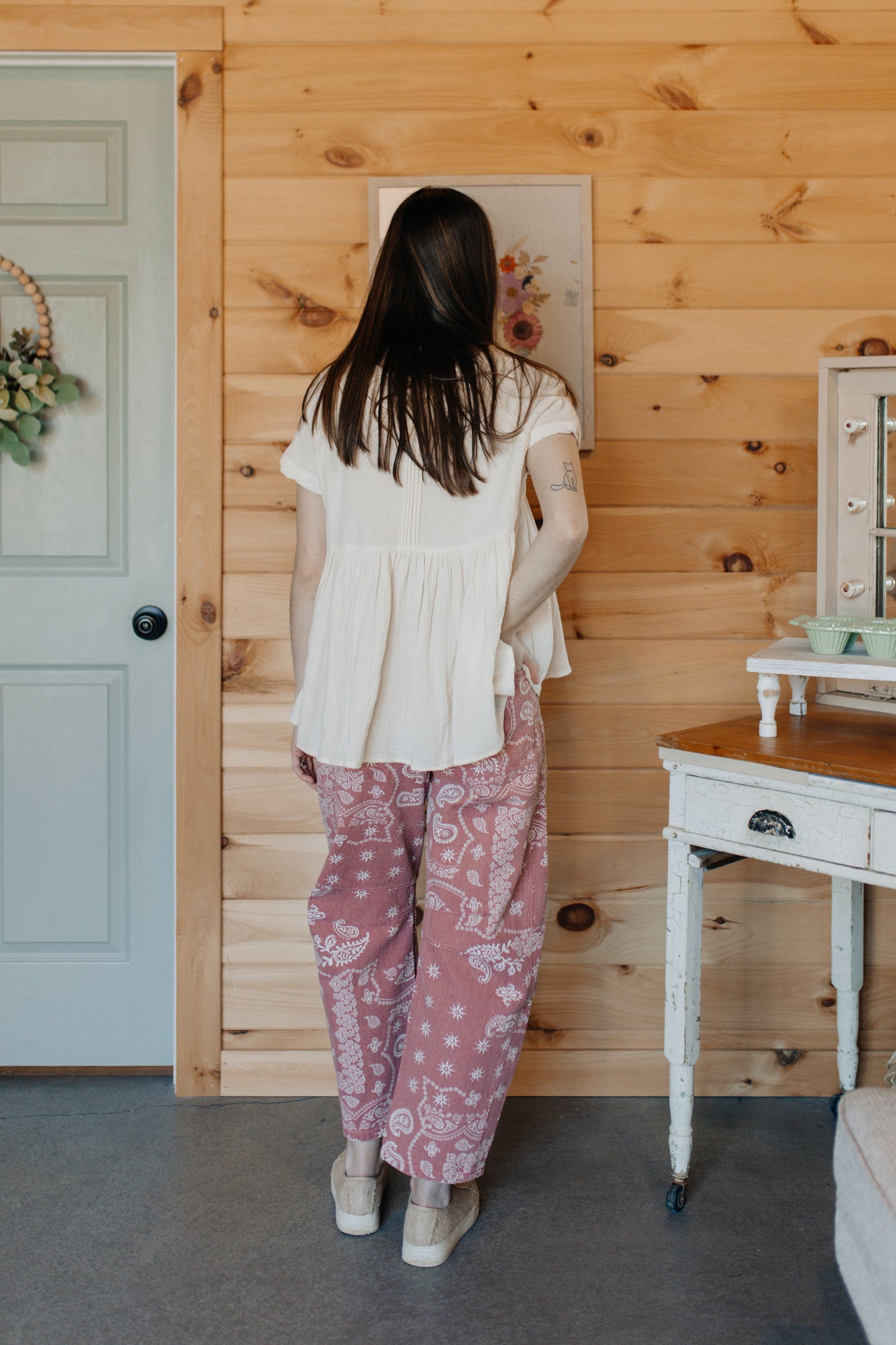 Mauve Paisley Print Denim