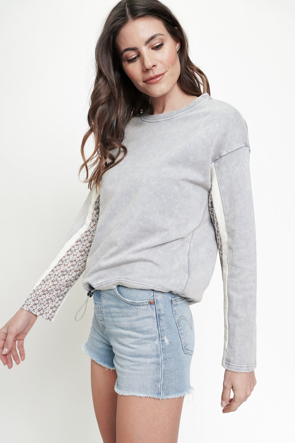 Grey with Patterned Sleeves