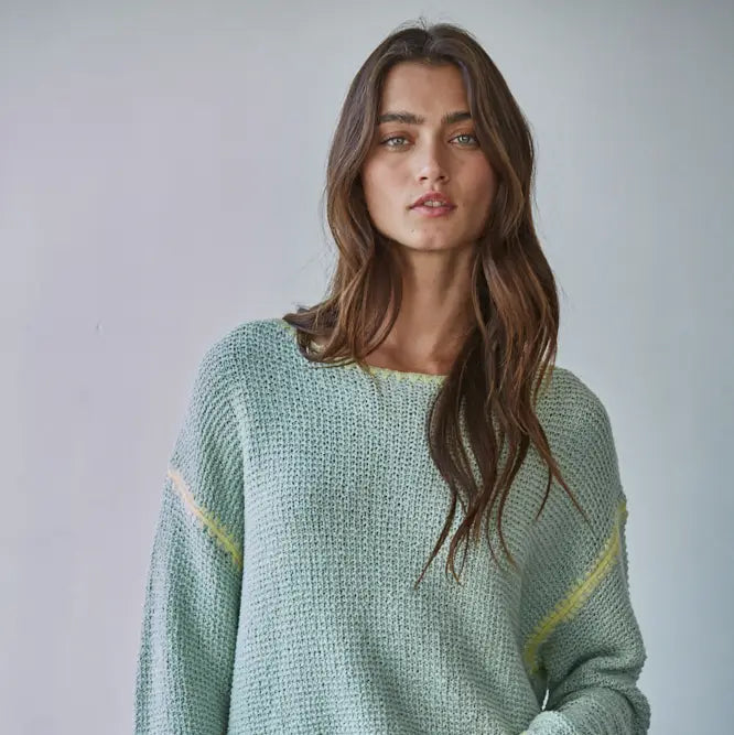 Dusty Mint Loose Knit Sweater