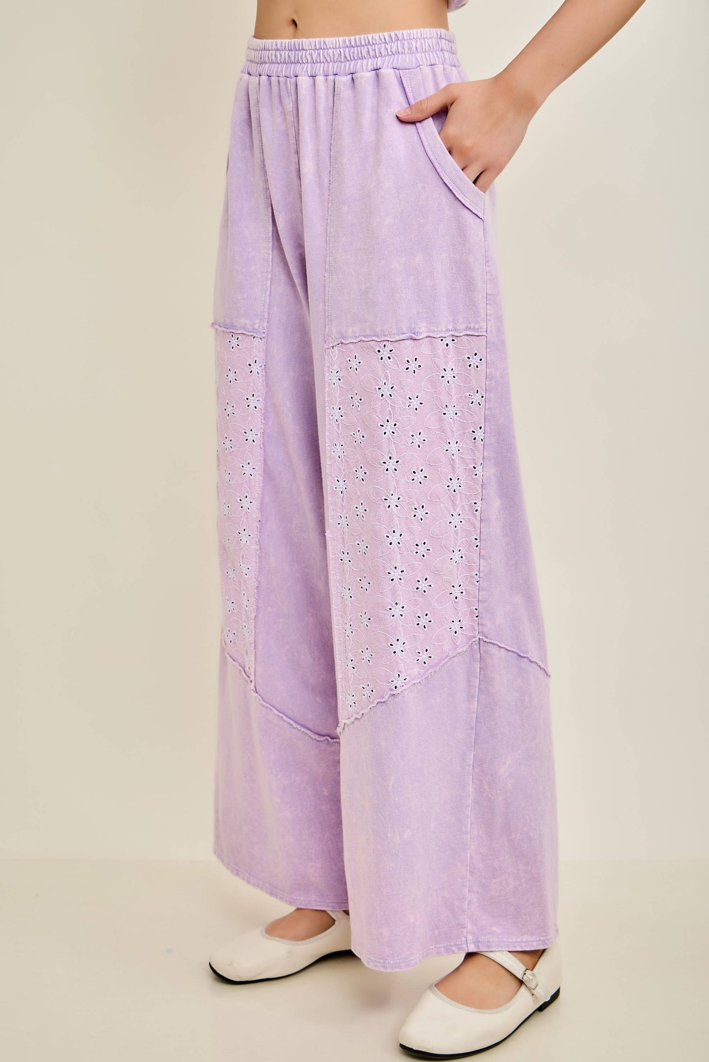 Eyelet Lace Pants - Light Lavender
