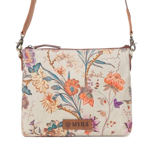 Wildflower Trail Cotton & Leather Crossbody Bag in Sunlit Bloom