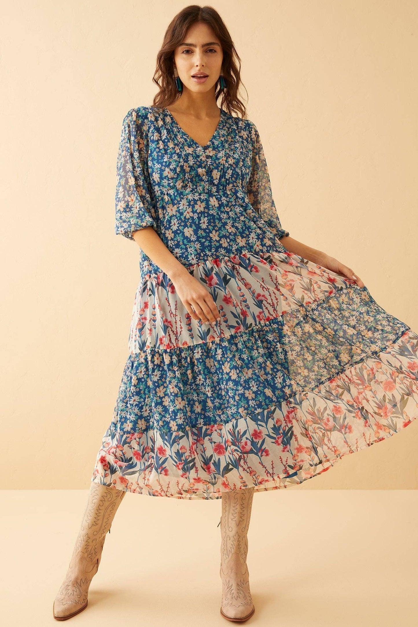 Spring Floral Drop Waist Dress