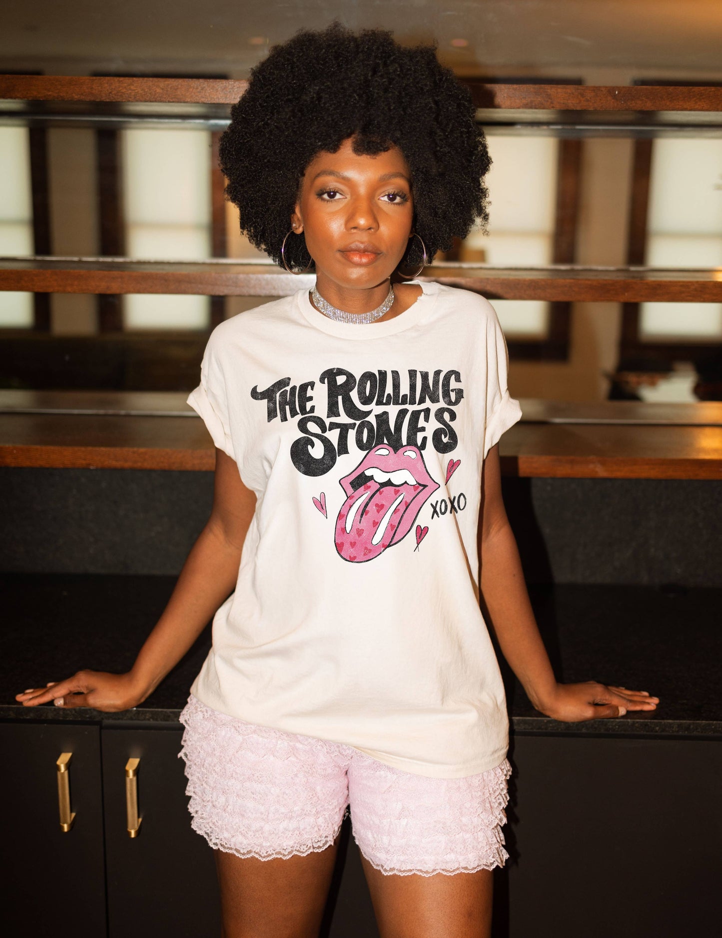 Rolling Stones XOXO Off White Thrifted Tee