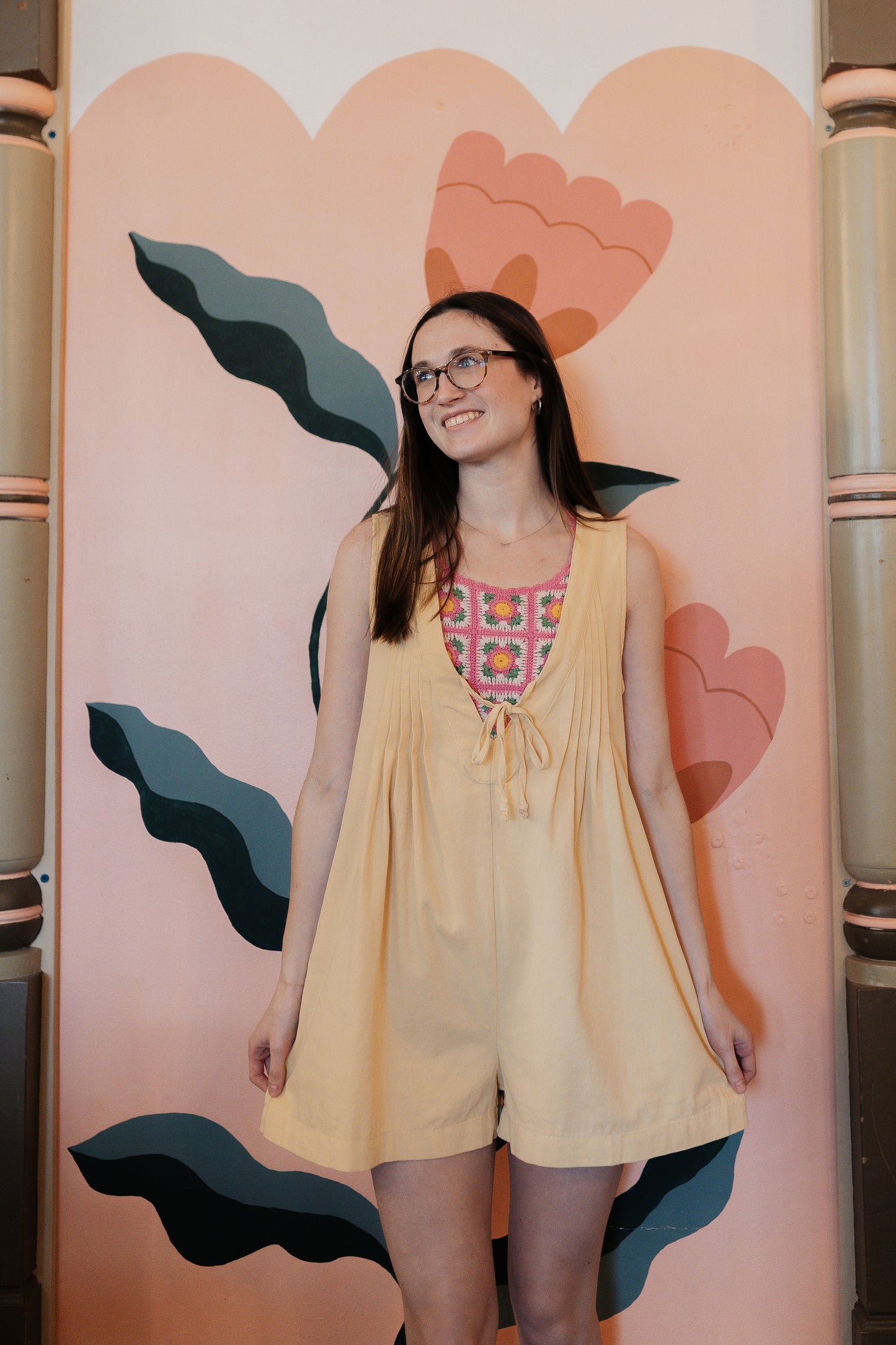 Yellow Pleated Romper