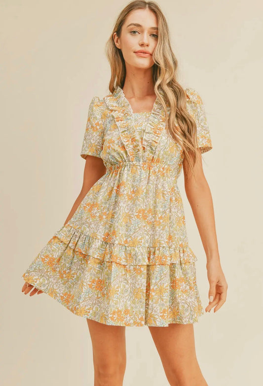 Soft Yellow Floral Dress