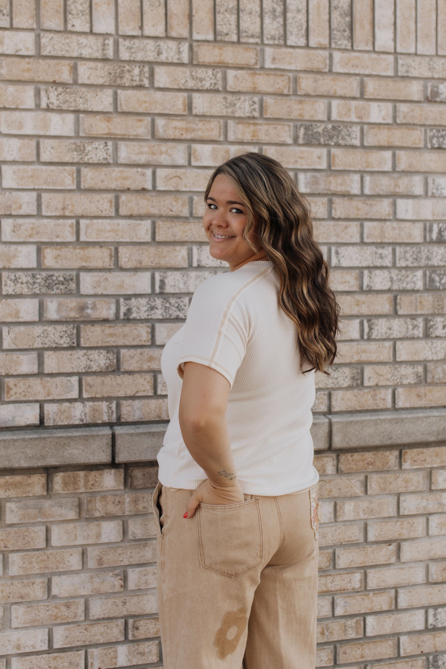 Ivory Ribbed Short Sleeve