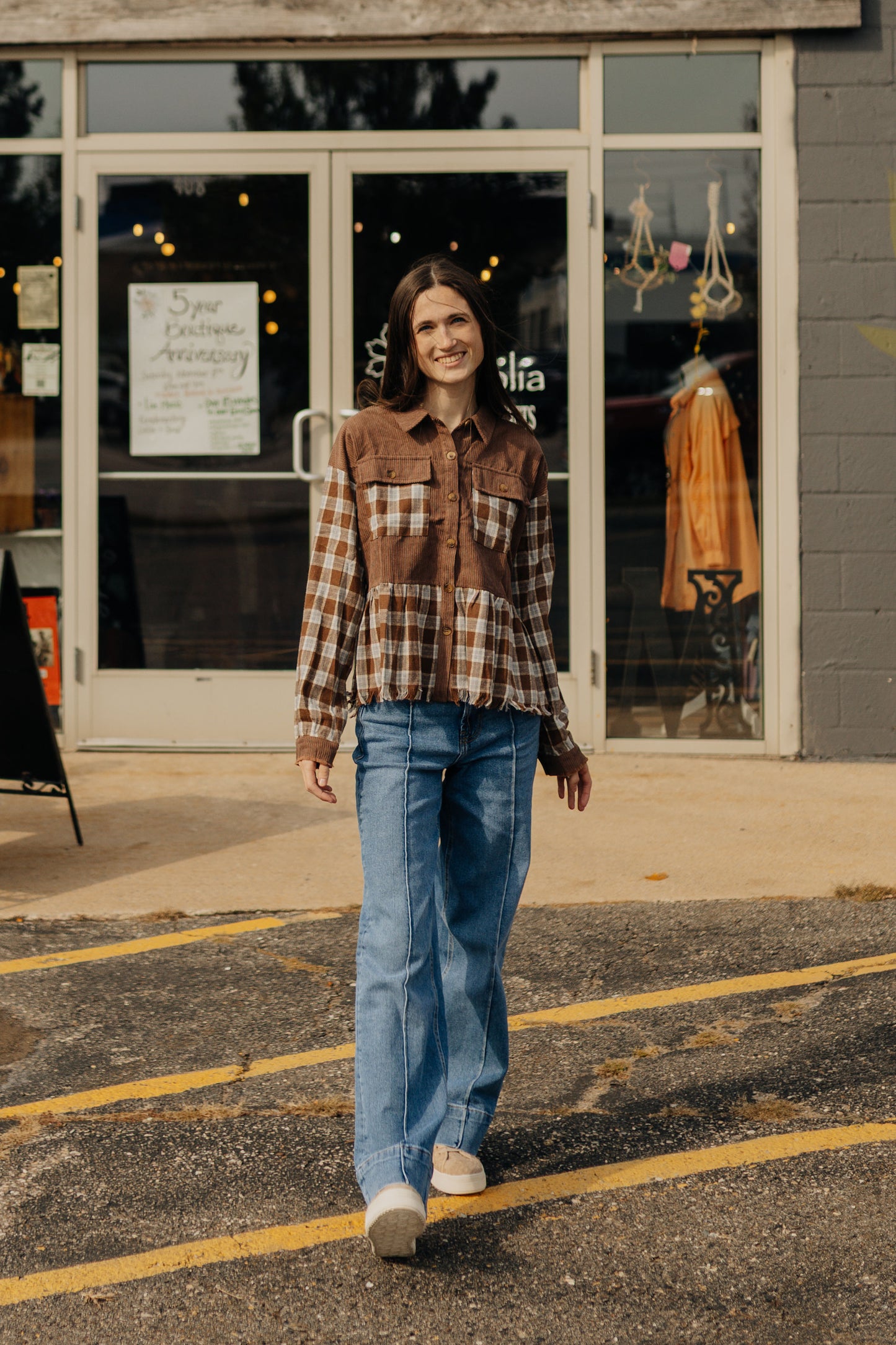 Fringe Bottom Plaid Button Down