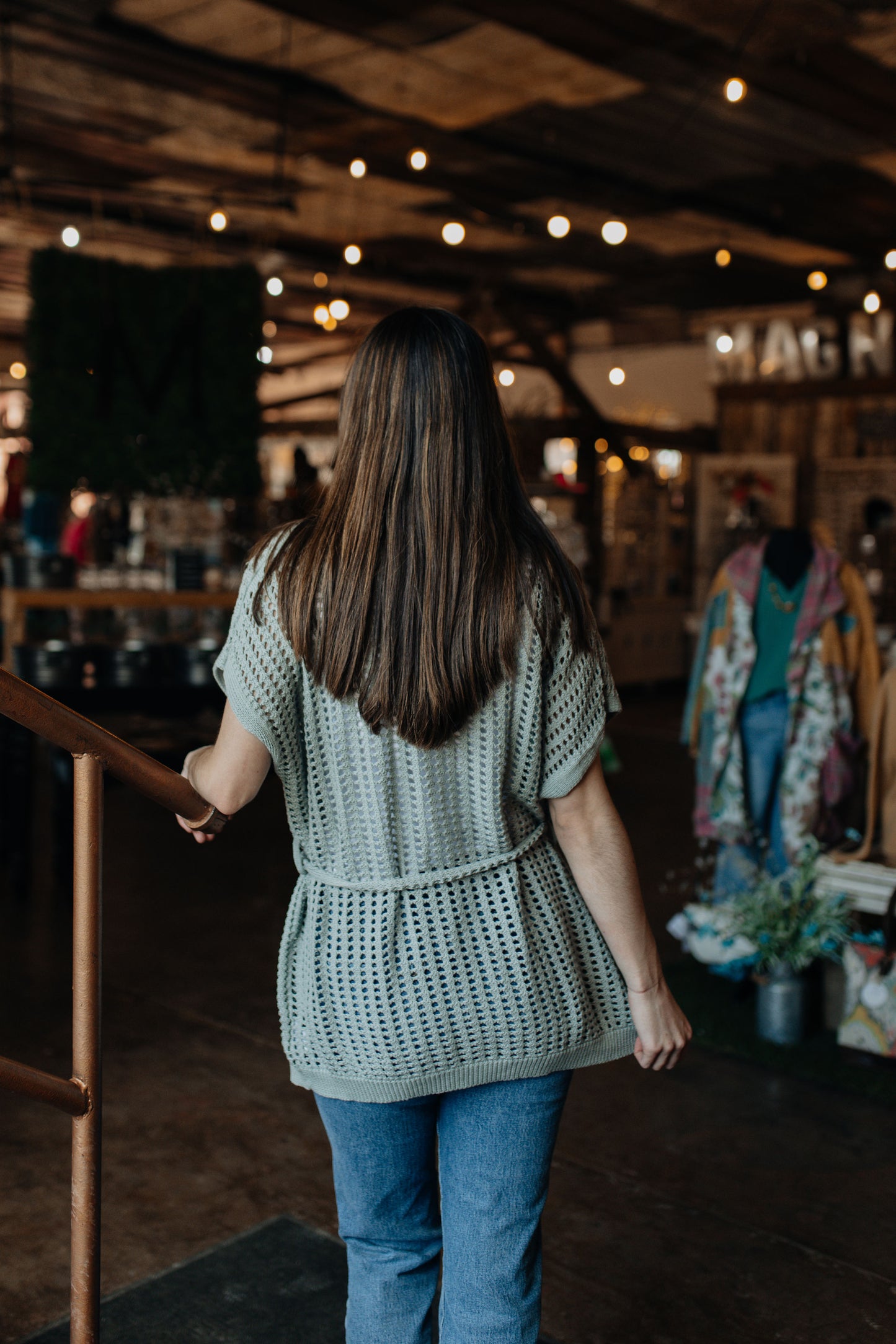 Open Knit Seafoam Top