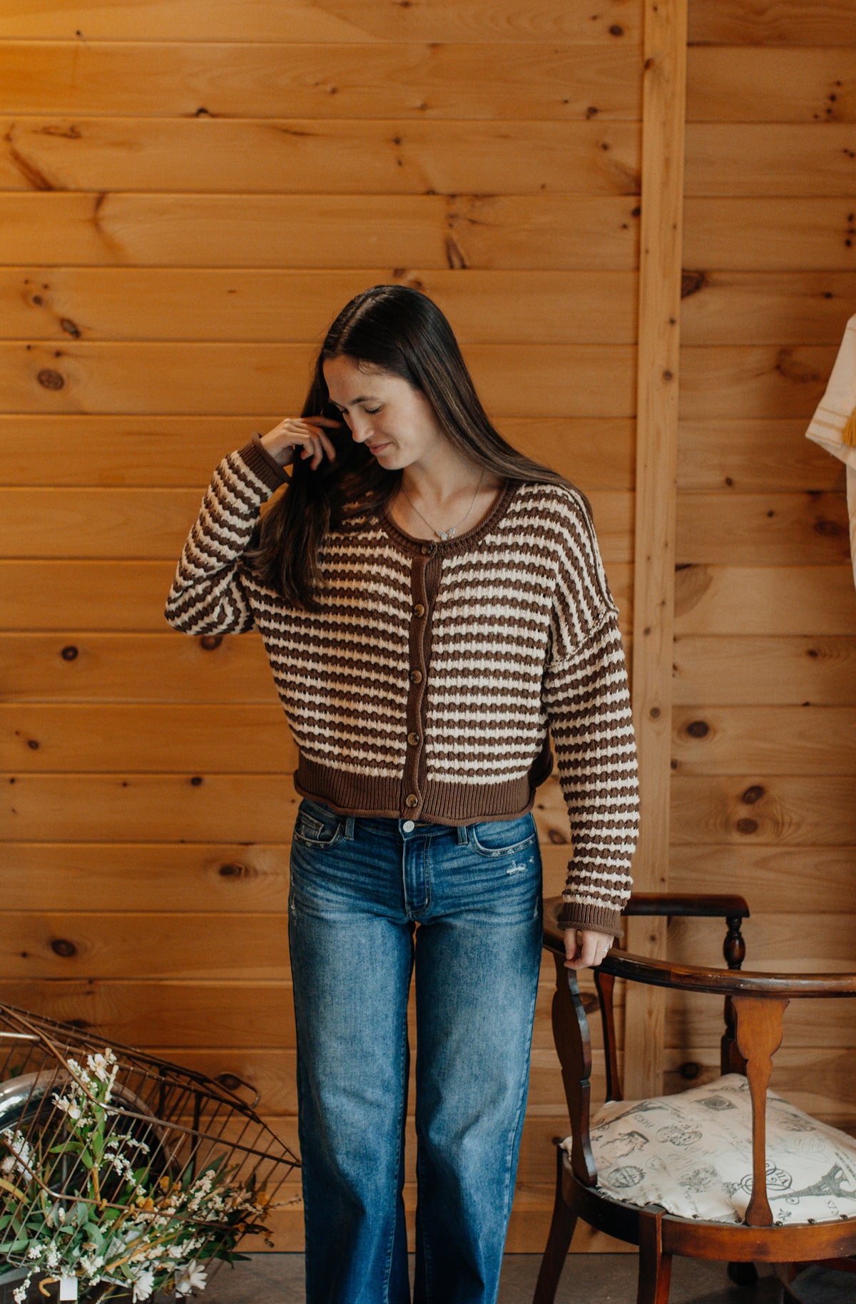 Mocha Striped Cardigan