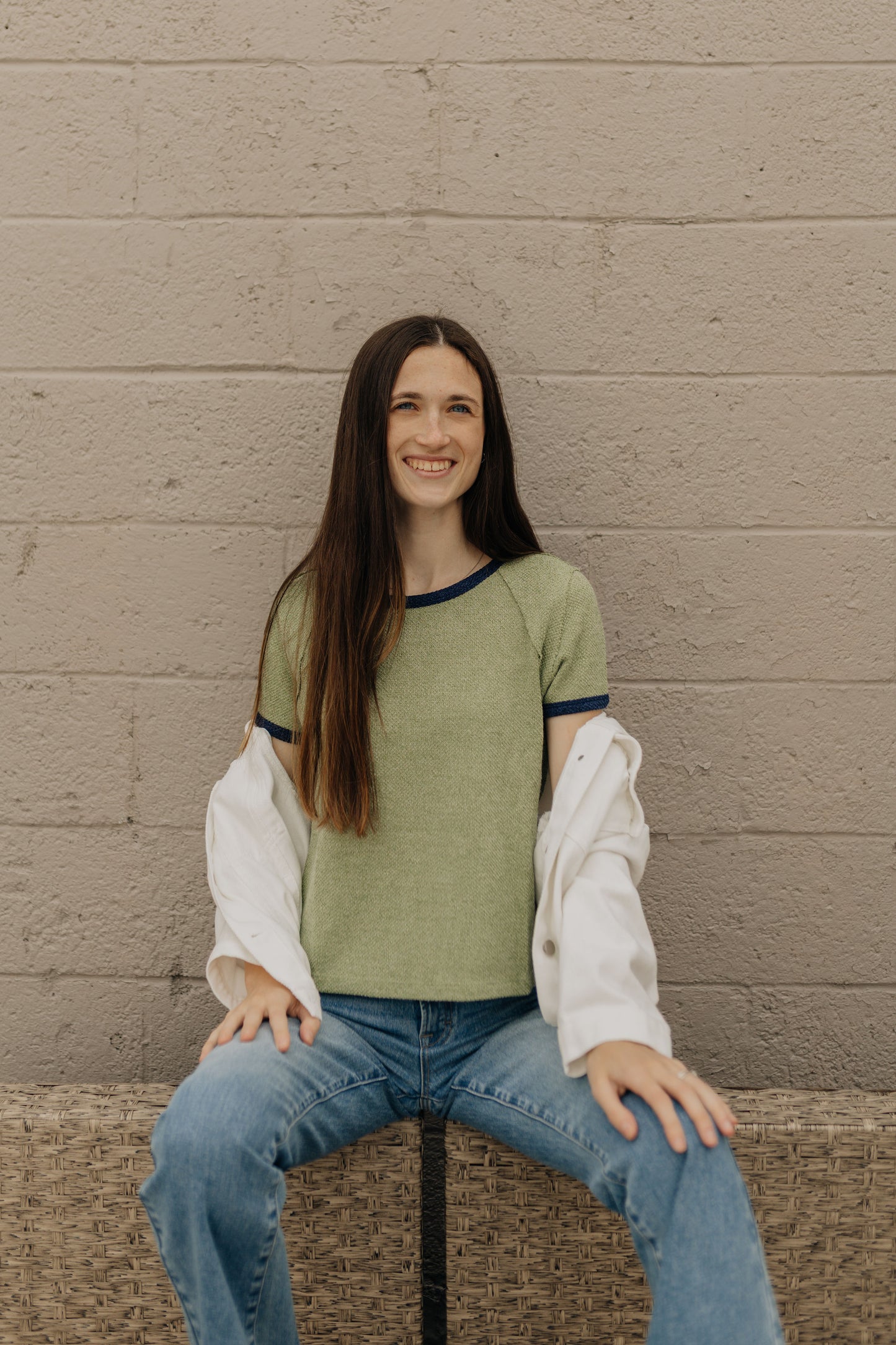 Textured Knit Green Tee