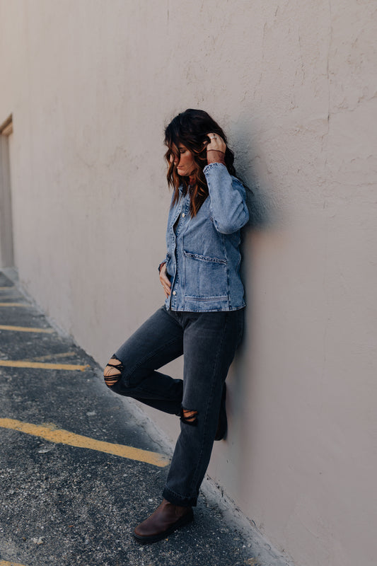 Scallop Trim Jean Jacket