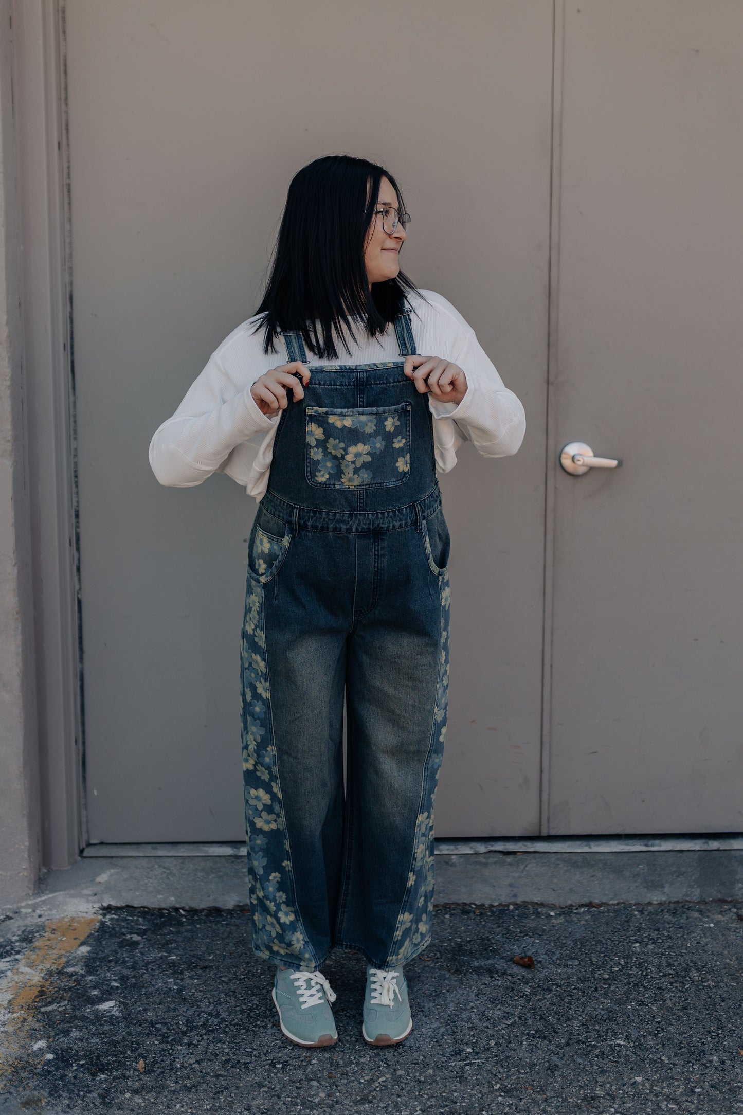 Floral Denim Overalls
