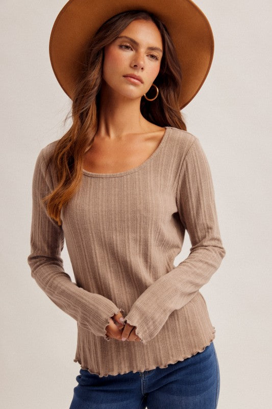 Soft Spoken Ribbed Top - Mocha