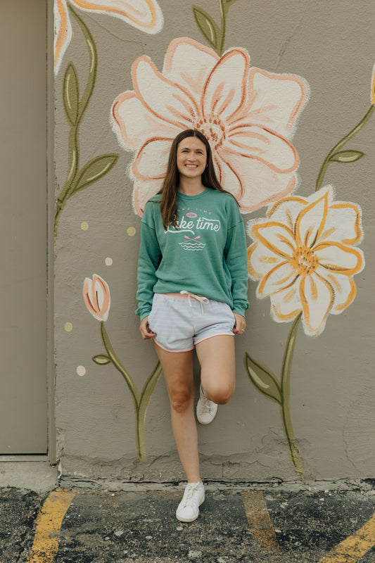 Lake Time Crewneck - Dusty Green