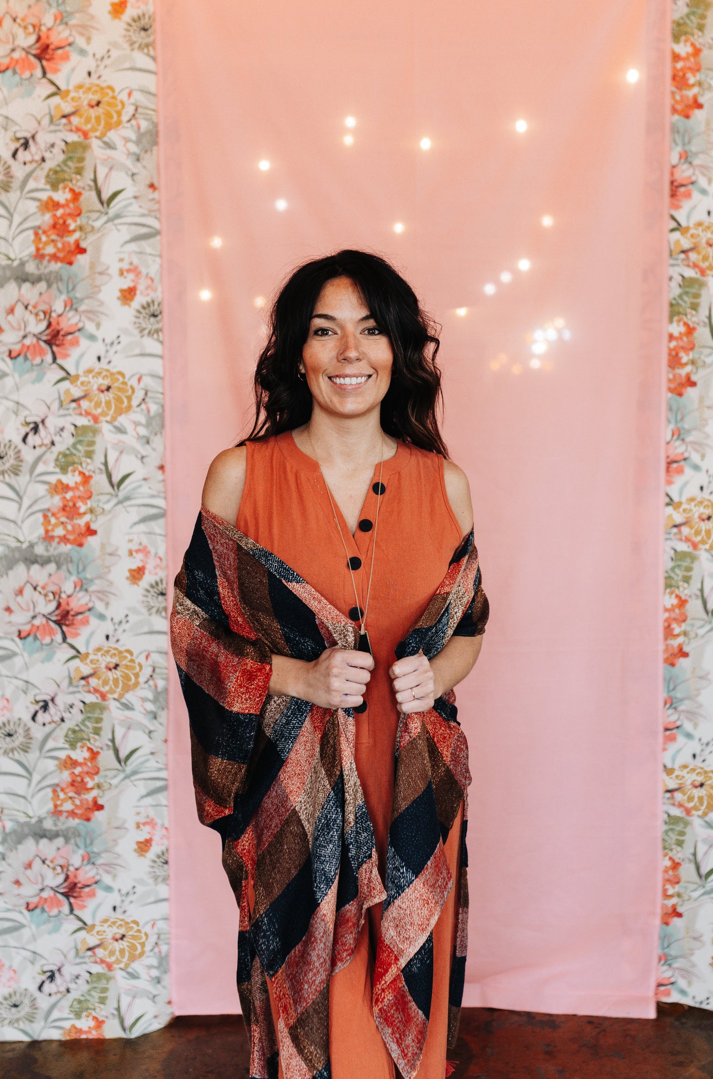 Multi-Colored Checkered Kimono