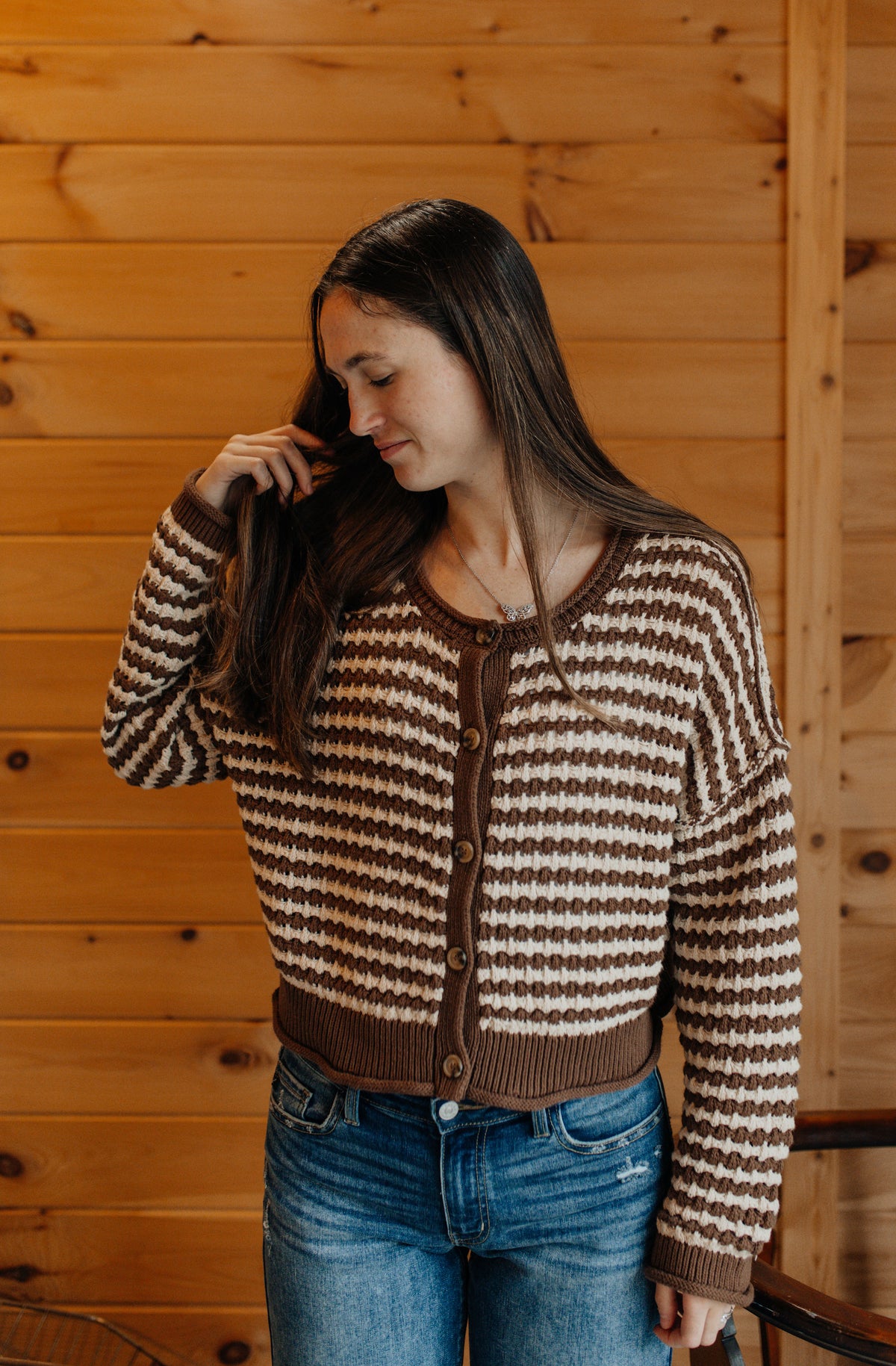 Mocha Striped Cardigan