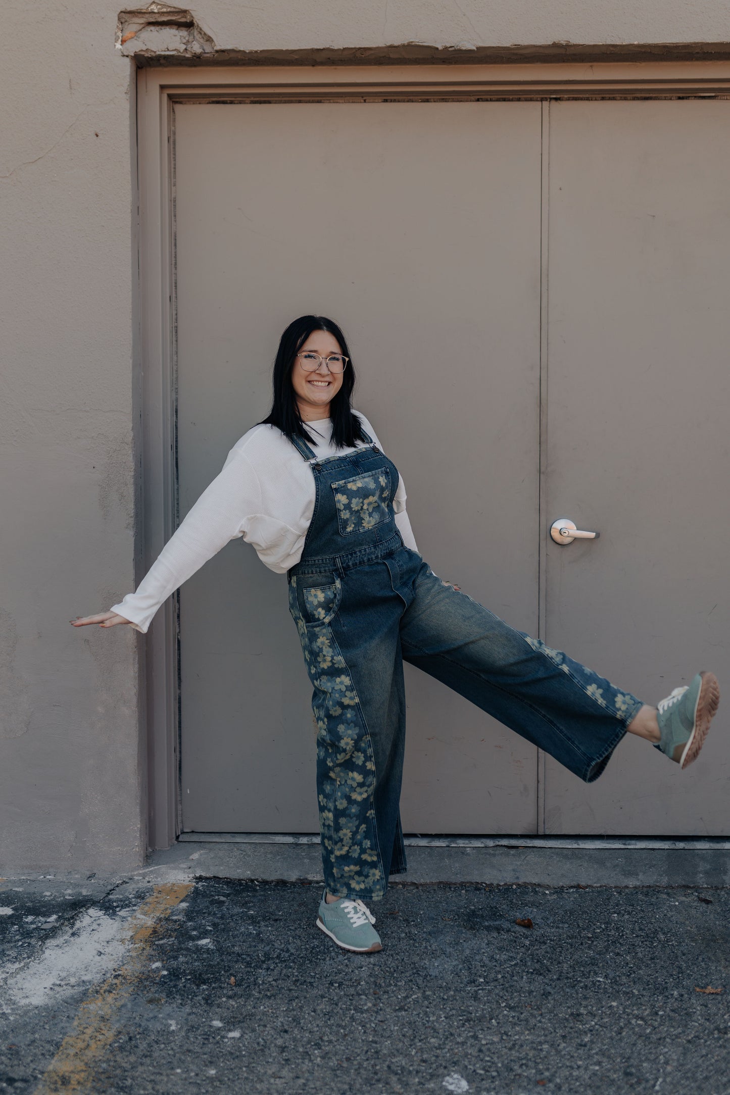 Floral Denim Overalls