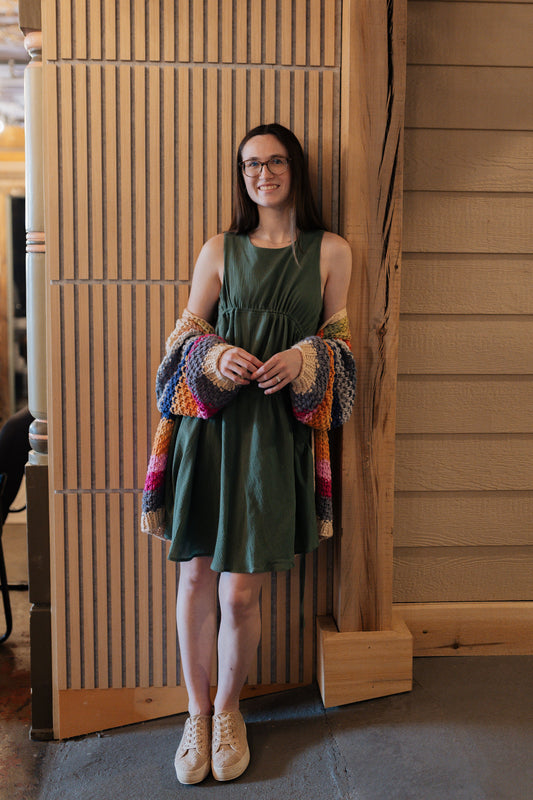 Eucalyptus Green Tie Mini Dress