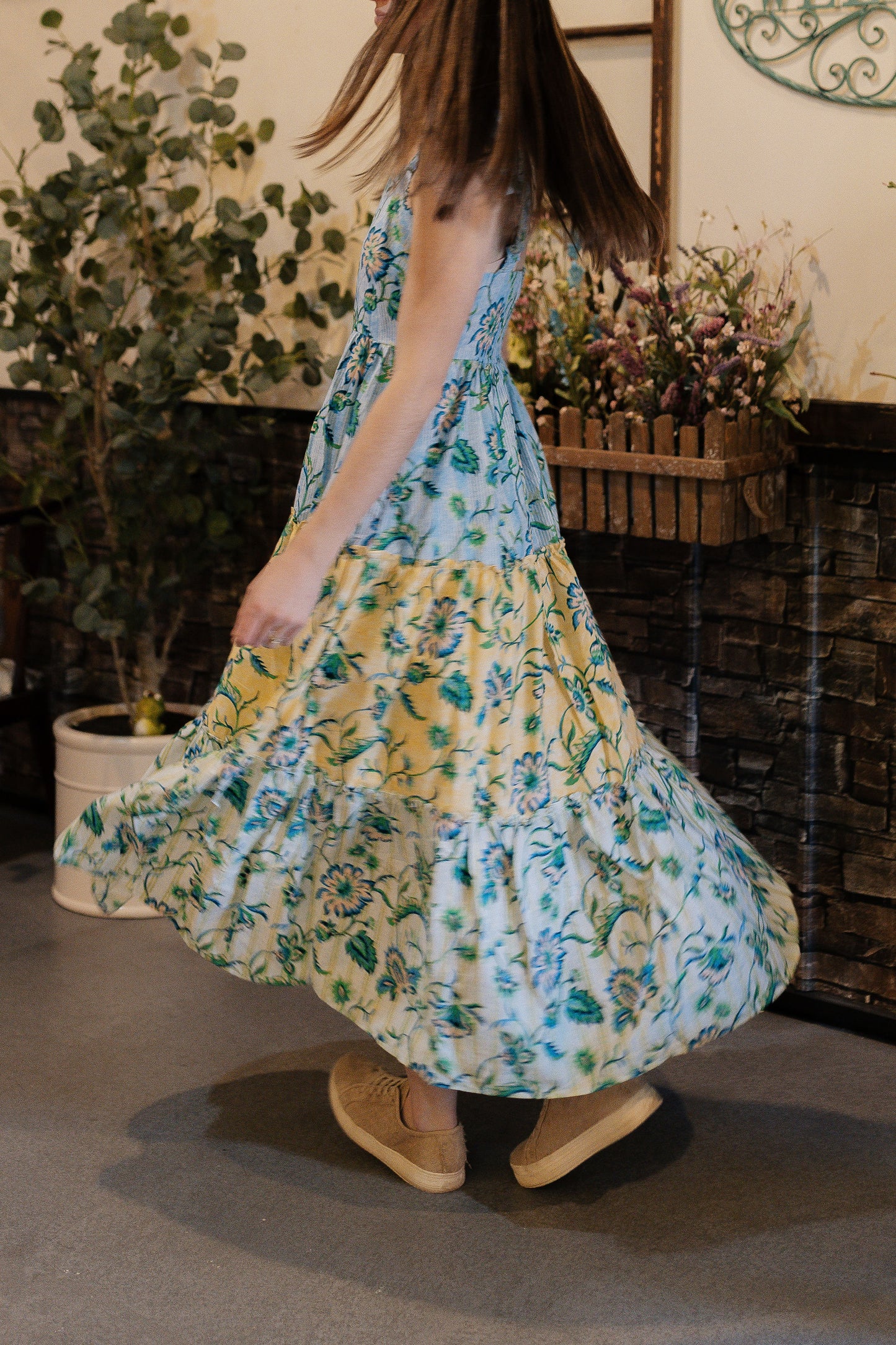 Lemon Bloom Midi Dress