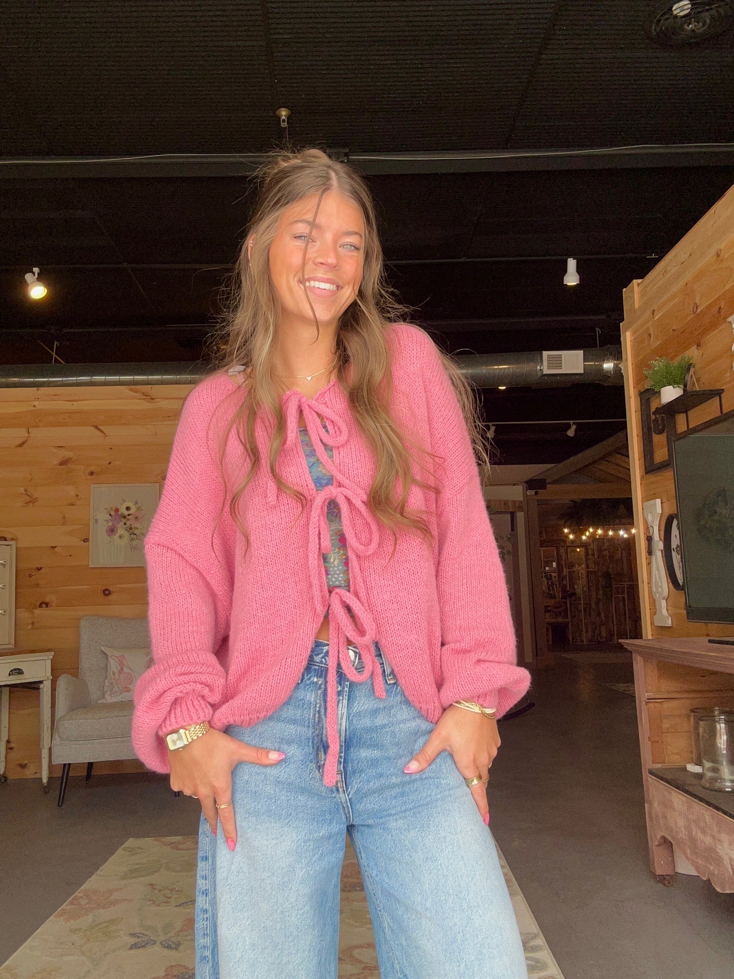 Lindsay's Tie Cardigan - Mauve