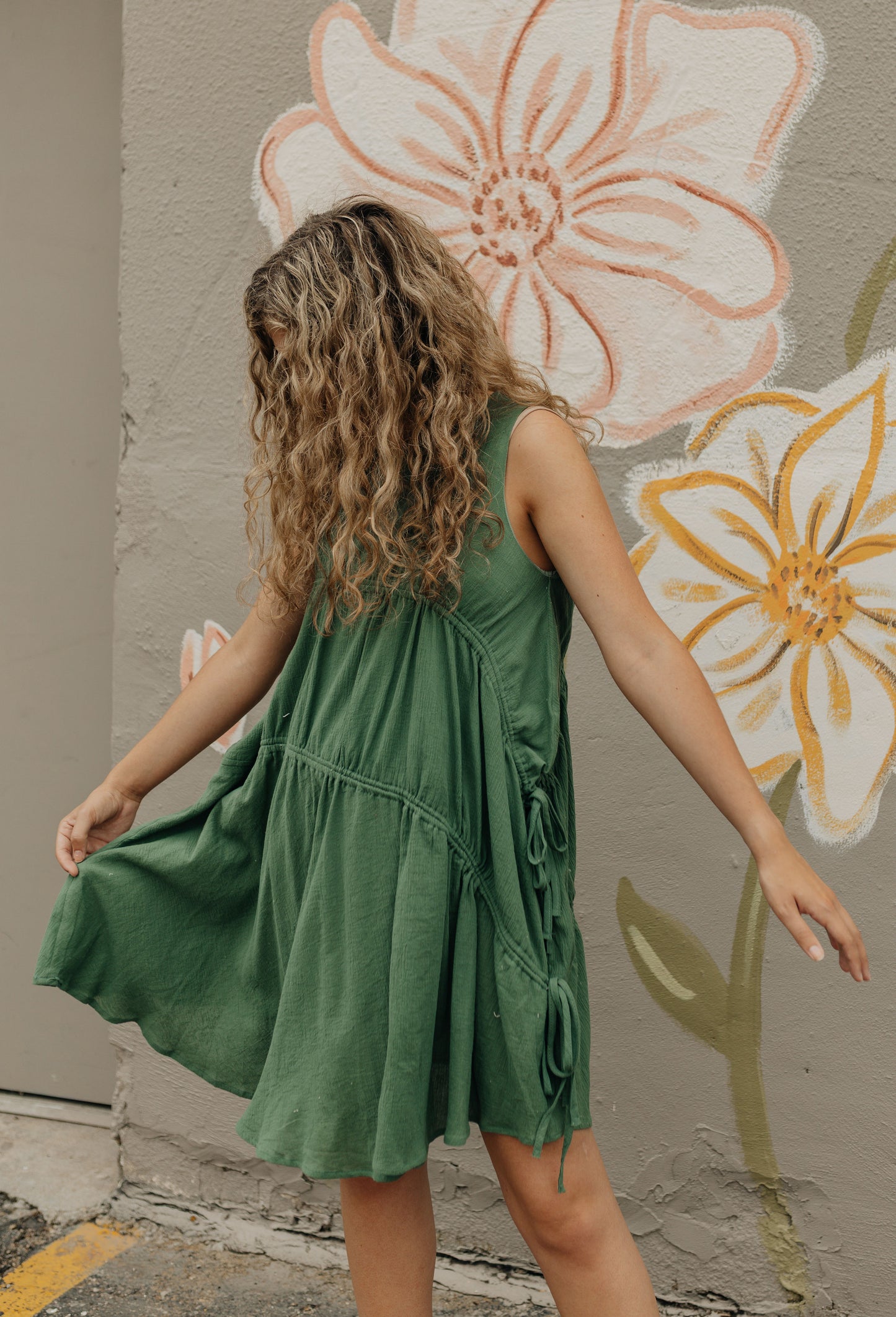 Eucalyptus Green Tie Mini Dress