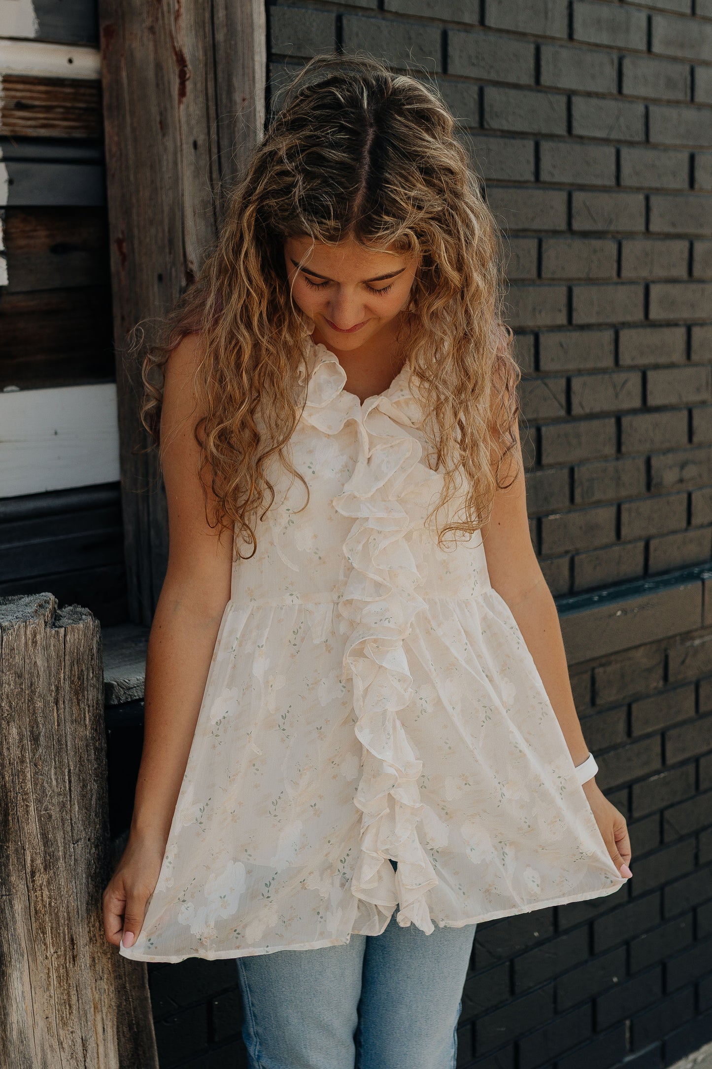 Floral Ruffled Tunic Tank