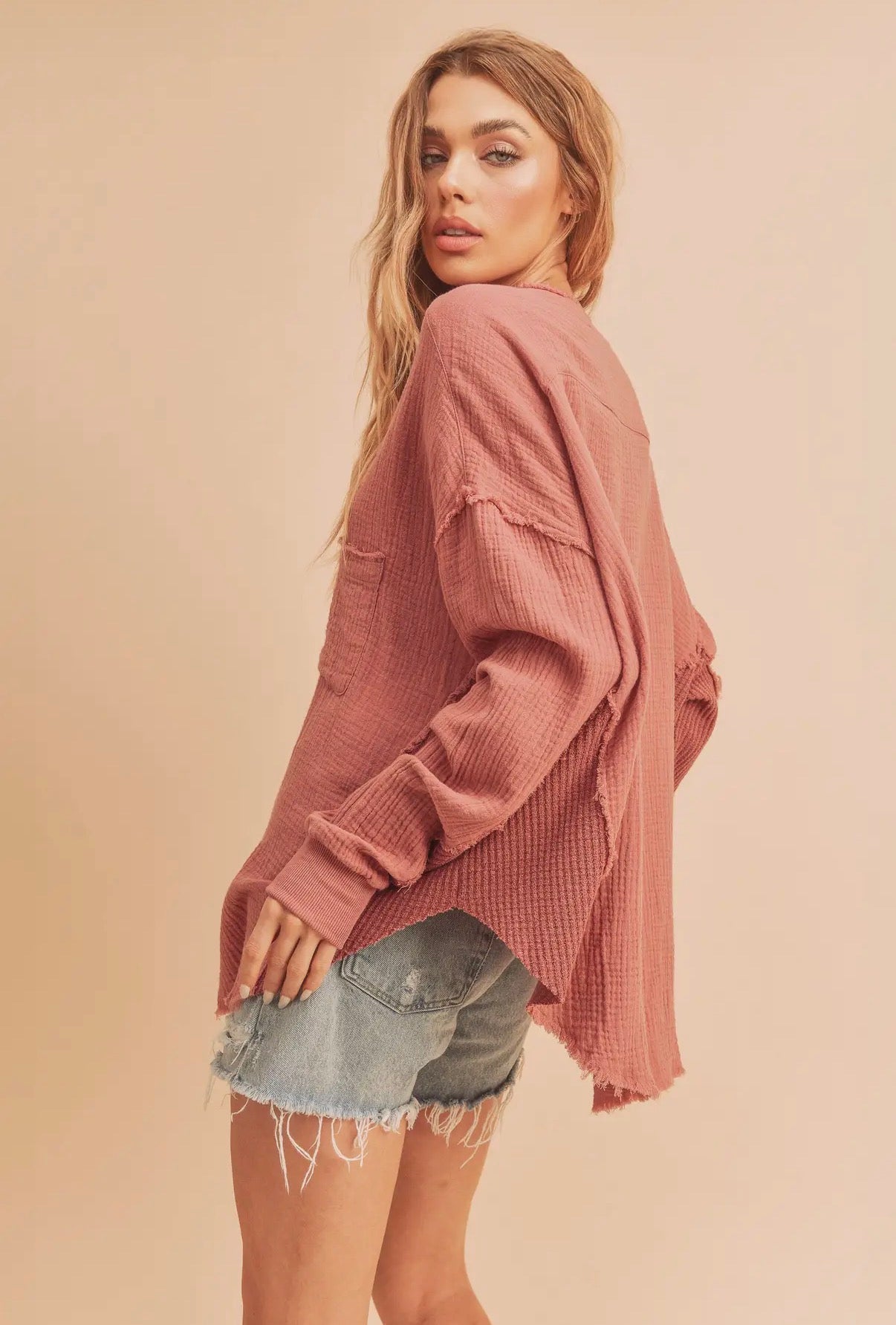 Rosie’s Half Button Longsleeve - Mauve