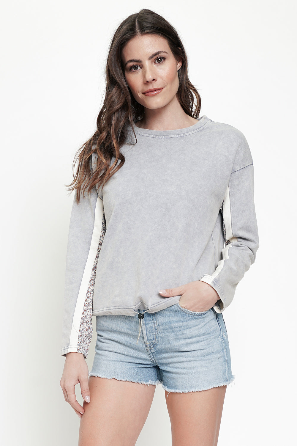 Grey with Patterned Sleeves