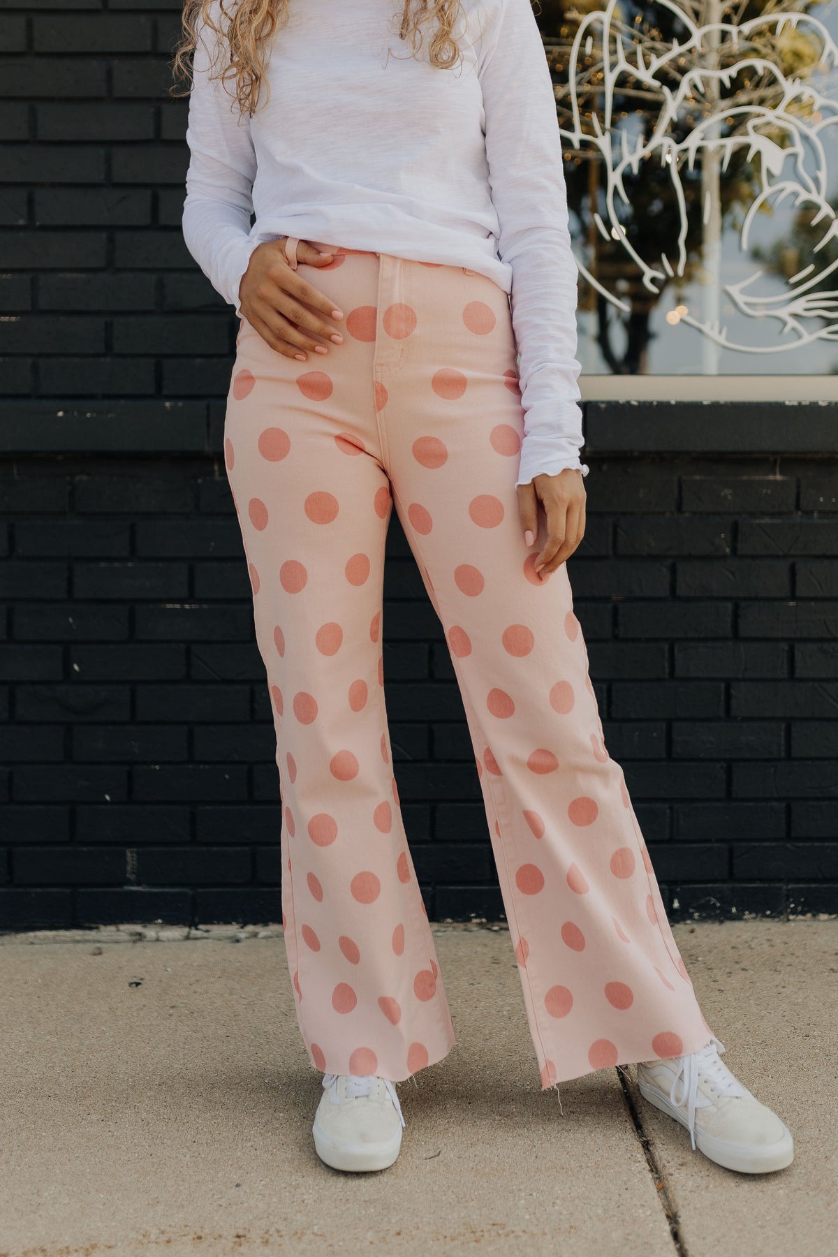 Big Polka Dot Stretchy Blush Denim