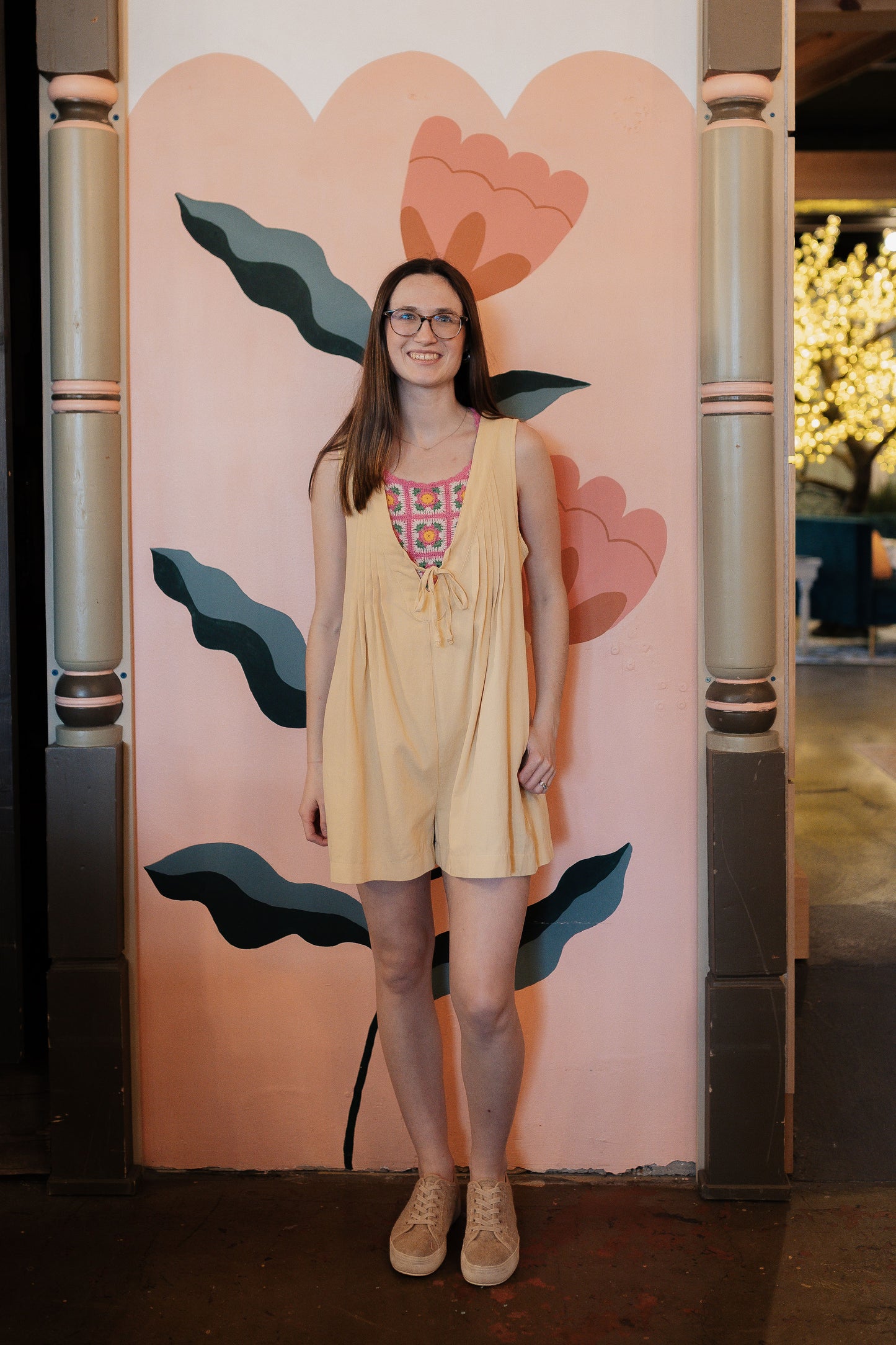 Yellow Pleated Romper