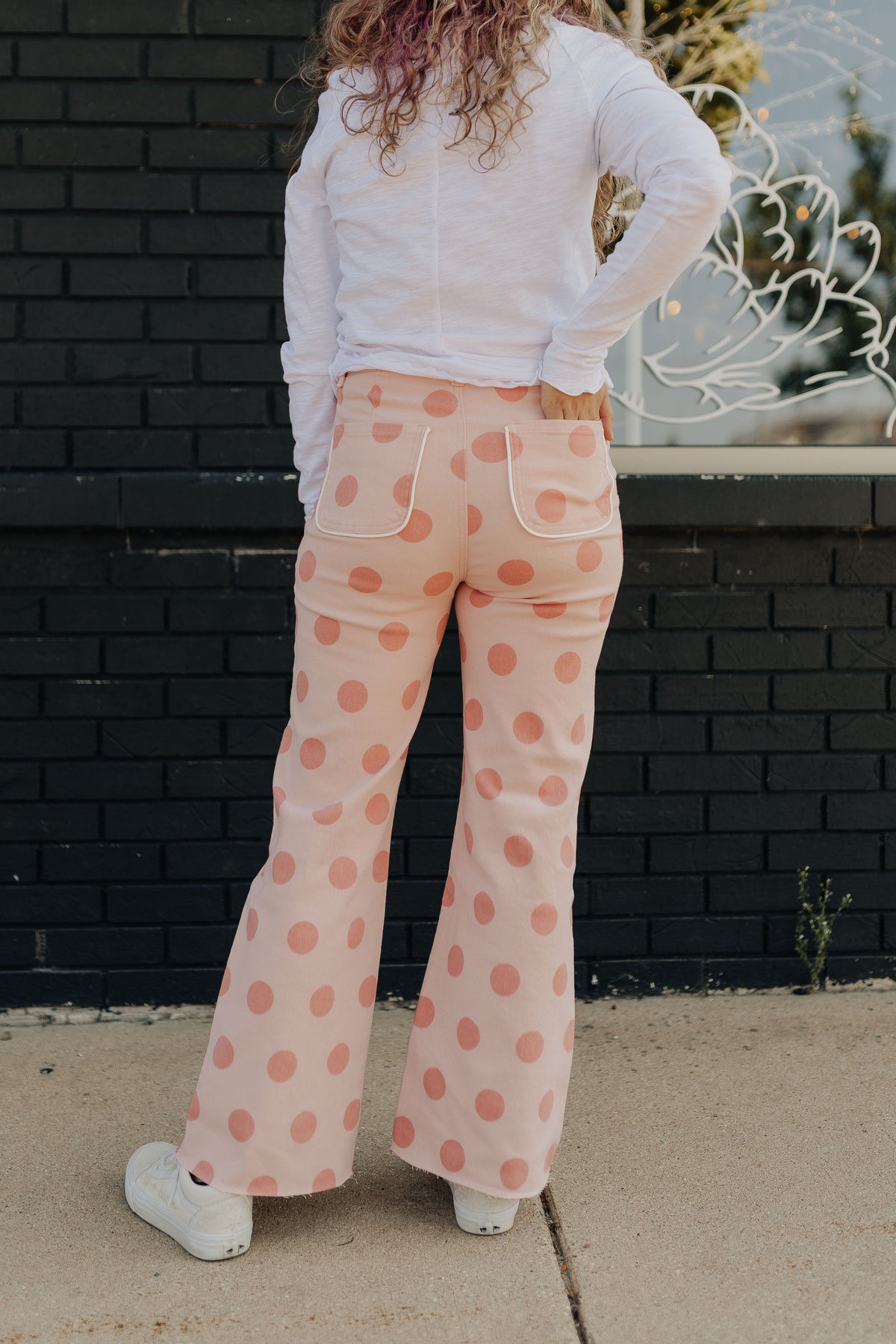 Big Polka Dot Stretchy Blush Denim
