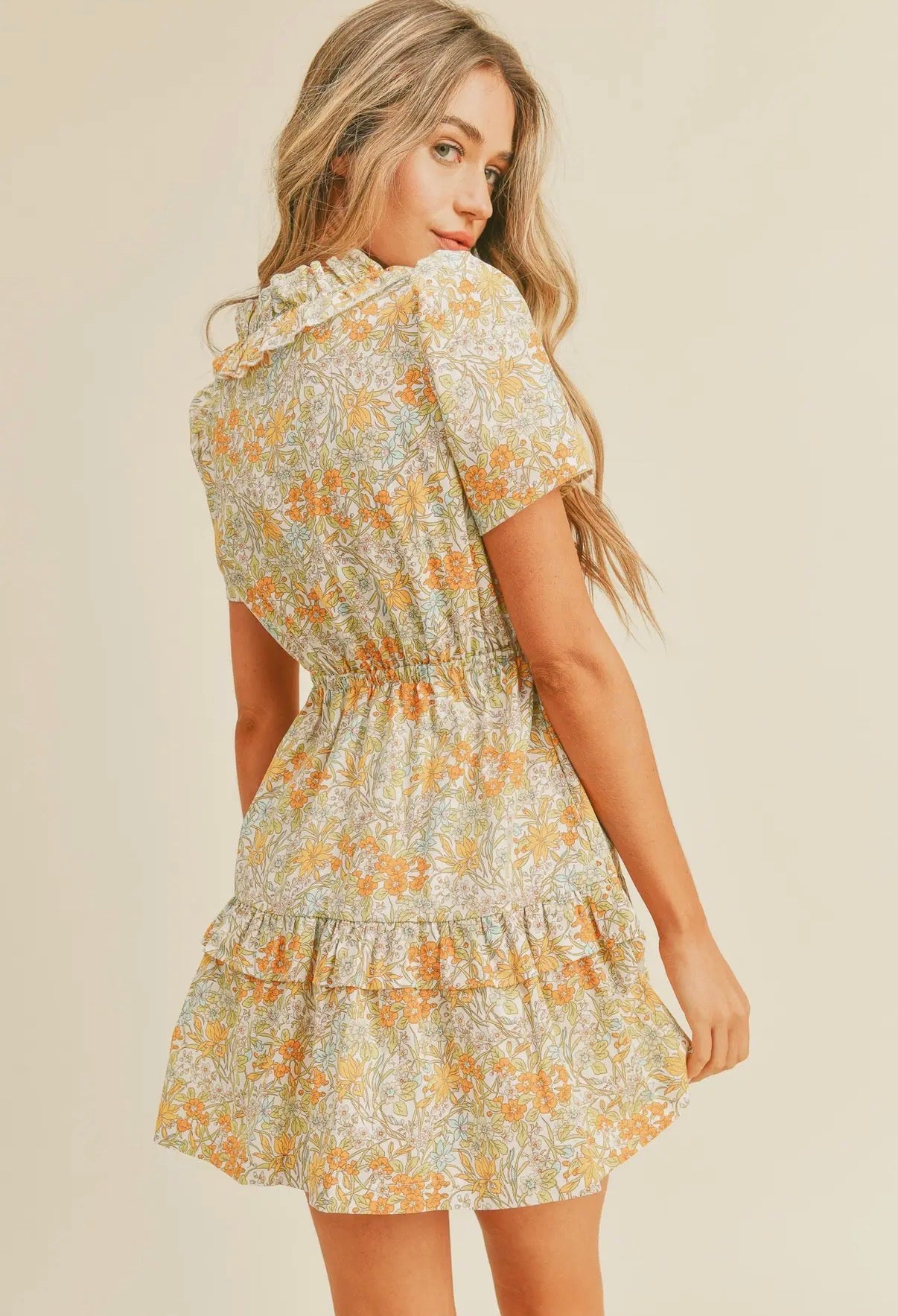 Soft Yellow Floral Dress
