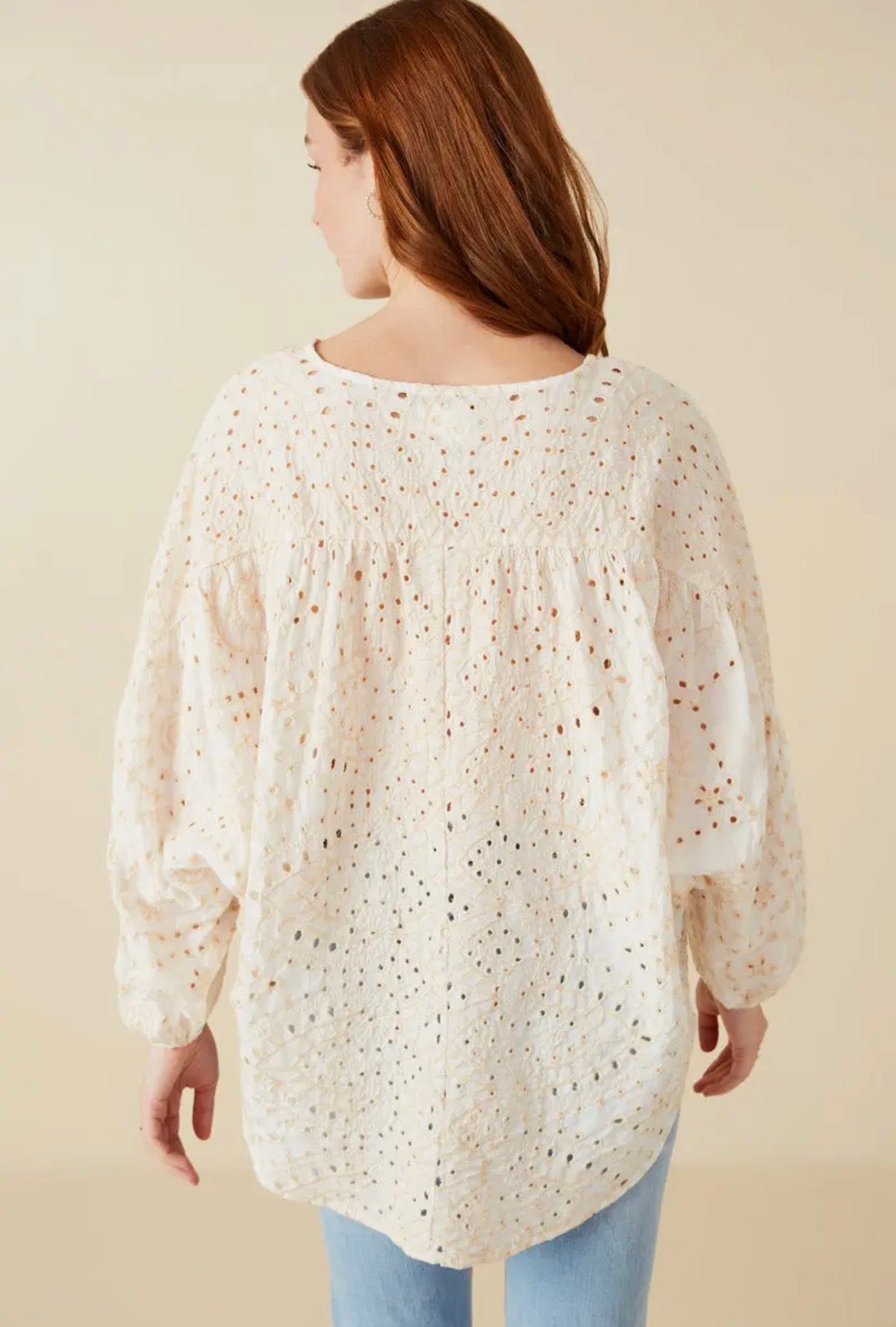 Eyelet Beige Top