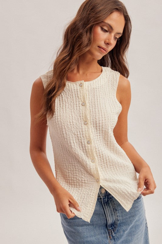 Everyday Button Vest - Cream