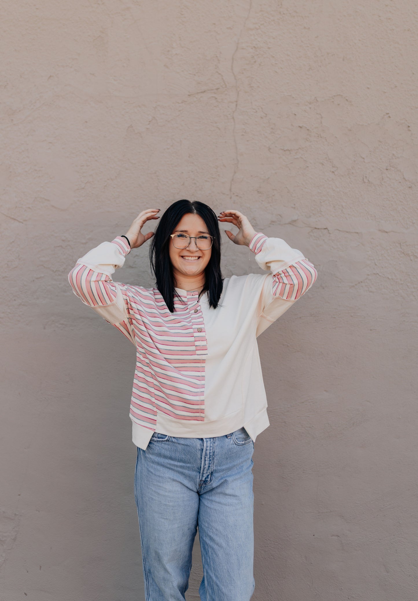 Pink and Cream Stripe Longsleeve