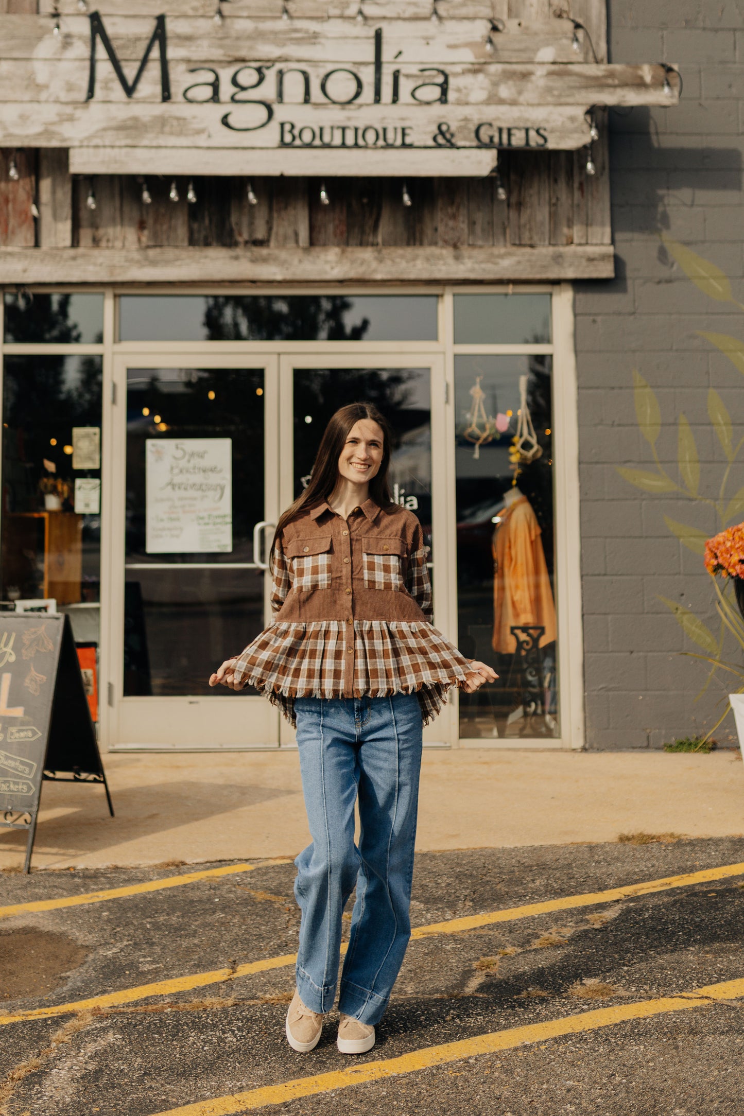 Fringe Bottom Plaid Button Down