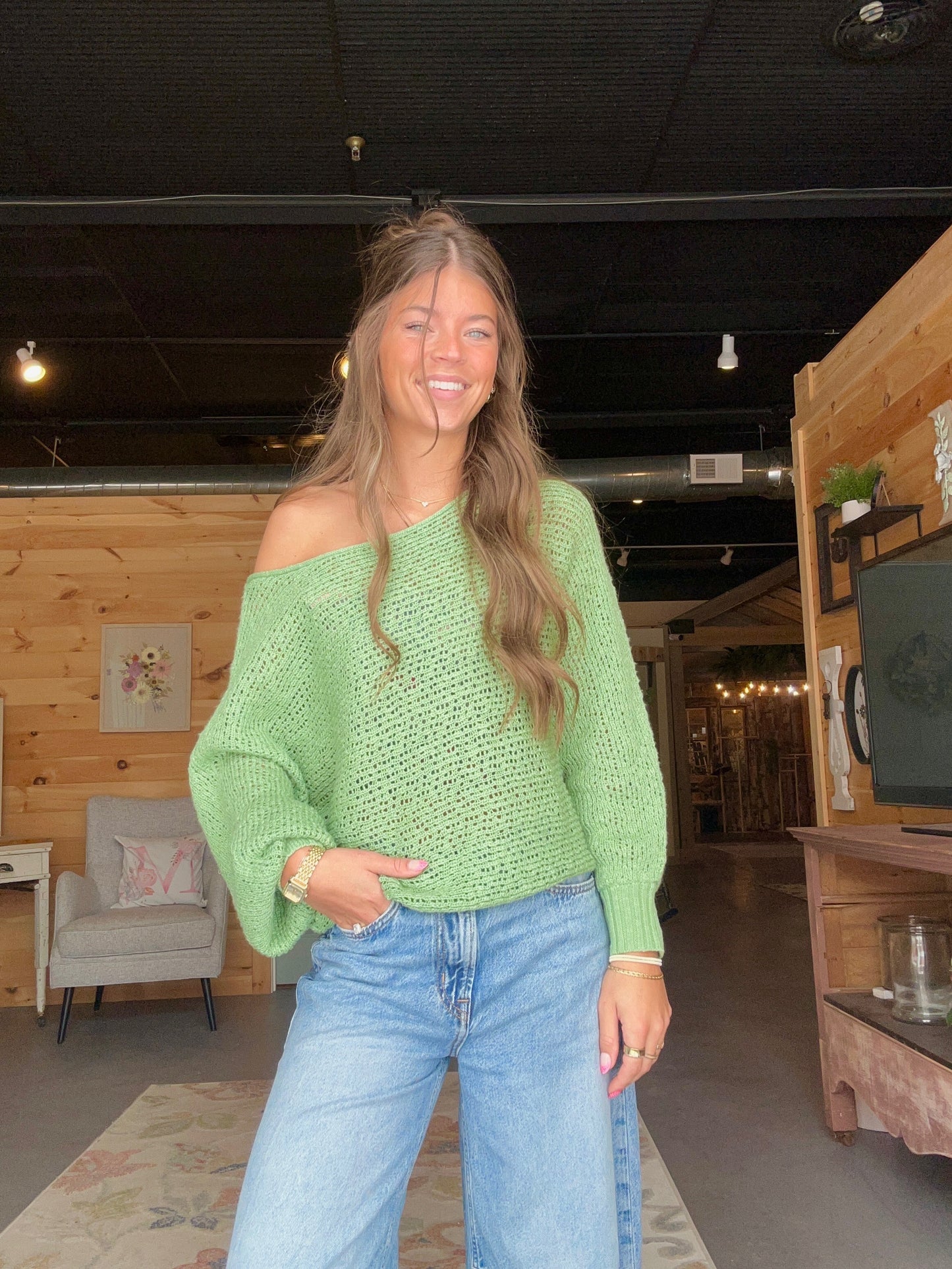 Loose Knit Jade Top