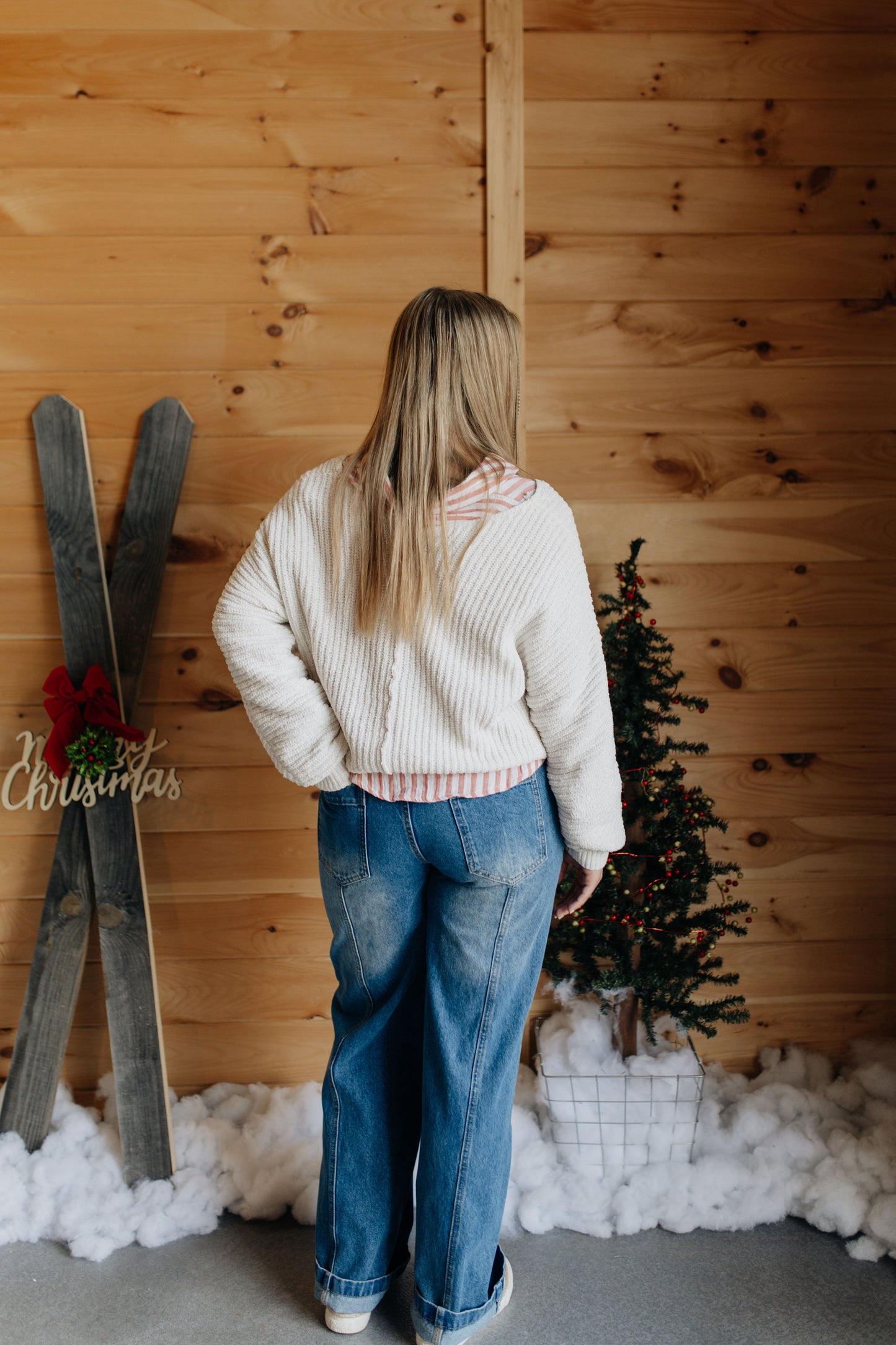 White Sweater with Silver Fleck