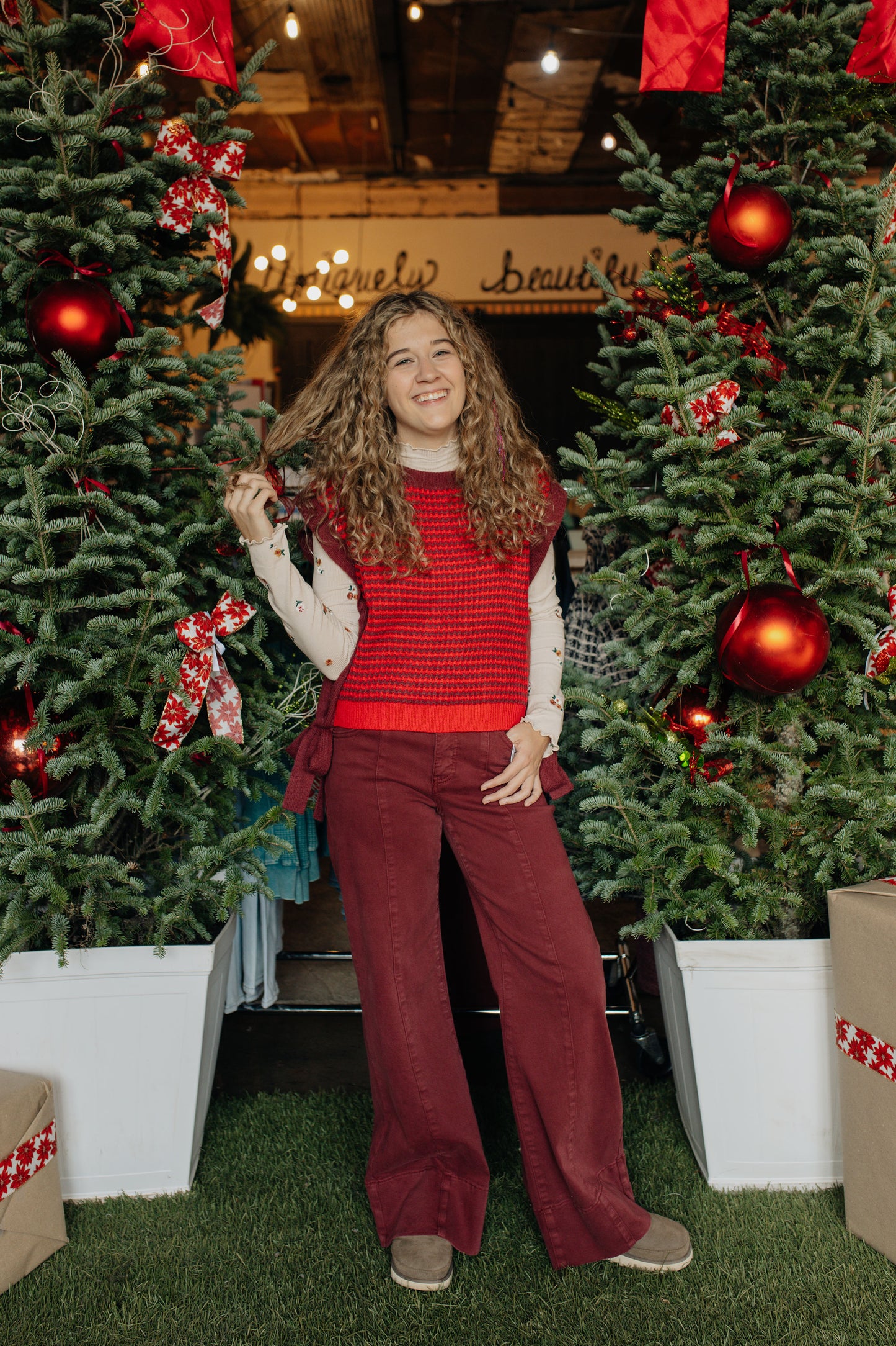 Striped Side Tie Sweater Vest