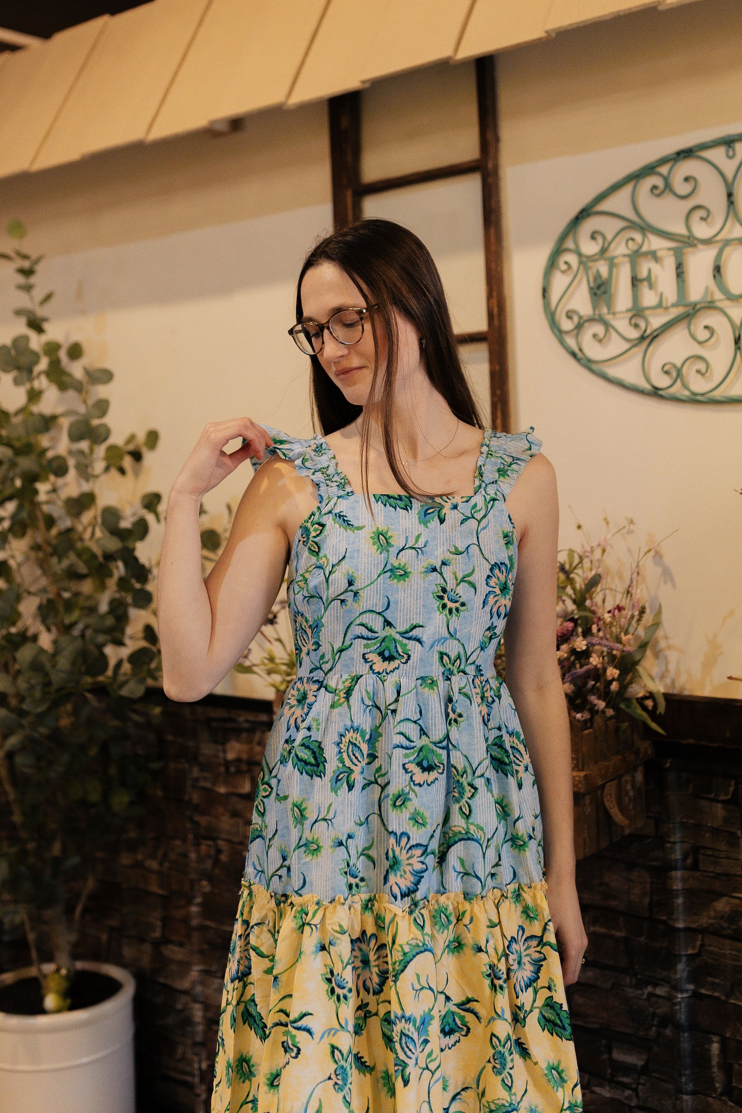 Lemon Bloom Midi Dress
