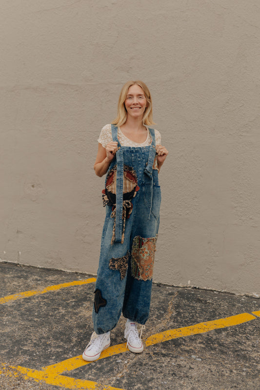 Patchwork Jean Overalls