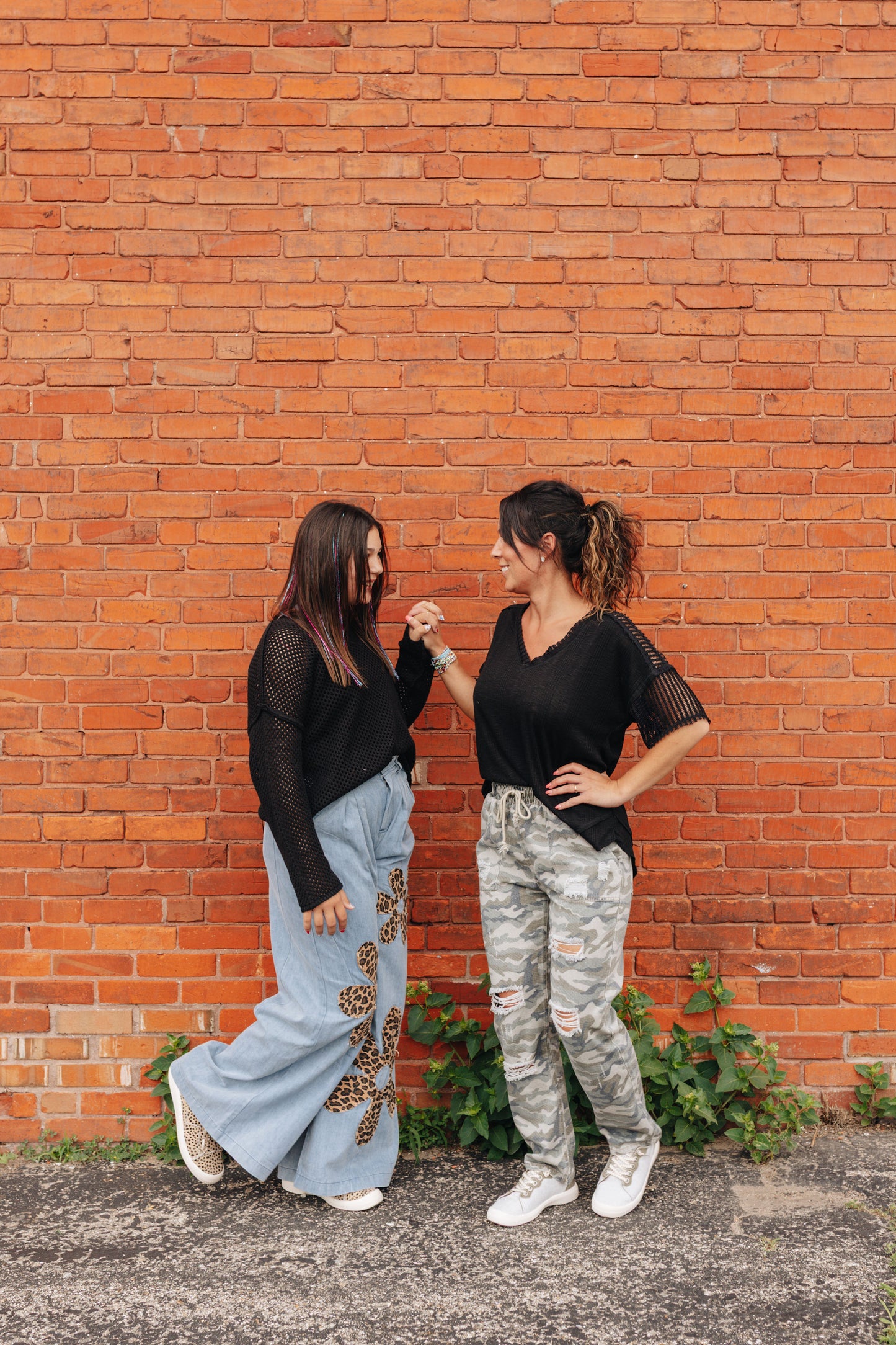 Animal Print Flower Denim Pant
