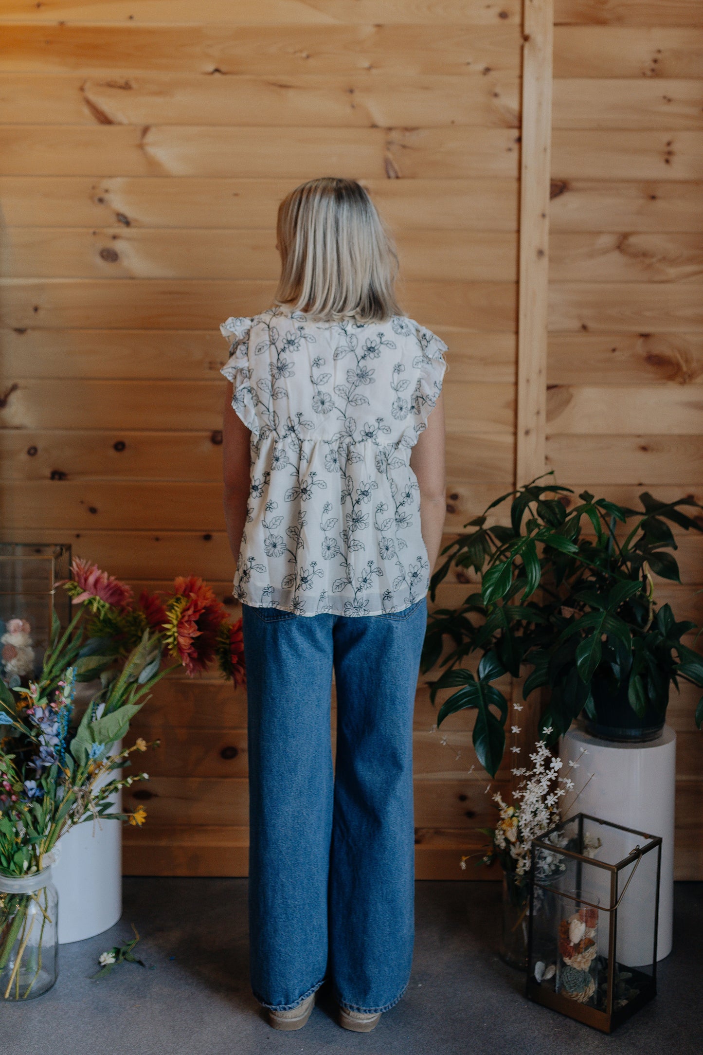 Black Floral Embroidered Top