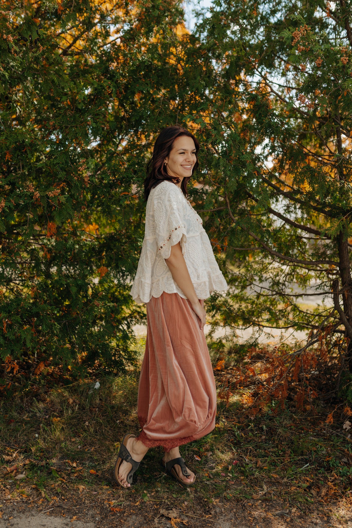 Blush Velvet Lace Bottom Pants