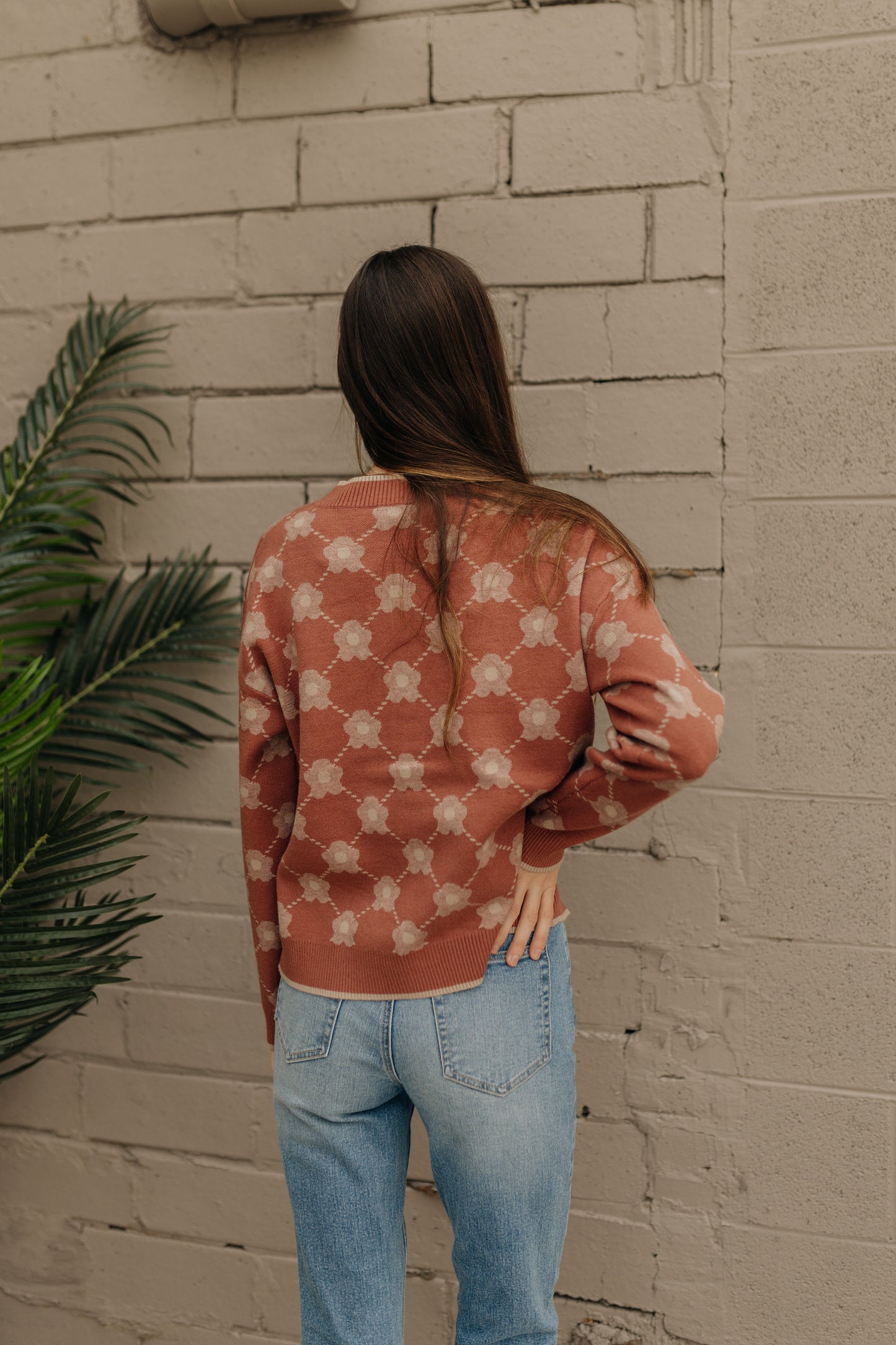 Dark Mauve Floral Cardigan