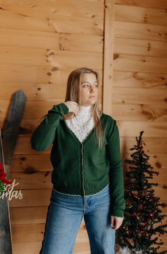 Christmas Spruce Scallop Cardigan