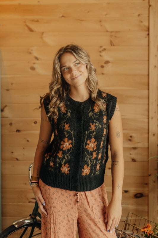 Floral Knit Vest