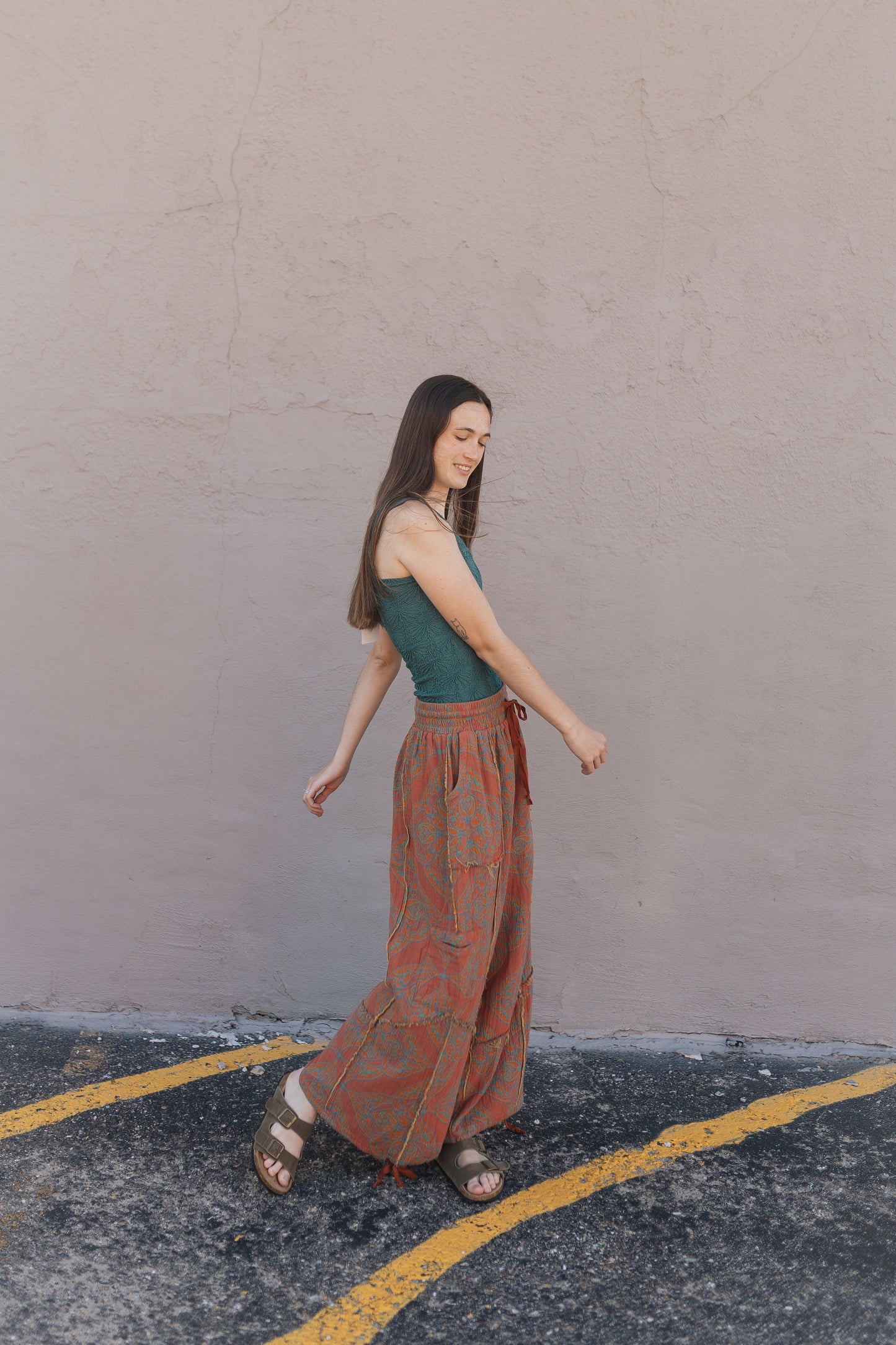 Burnt Orange Patterned Pants