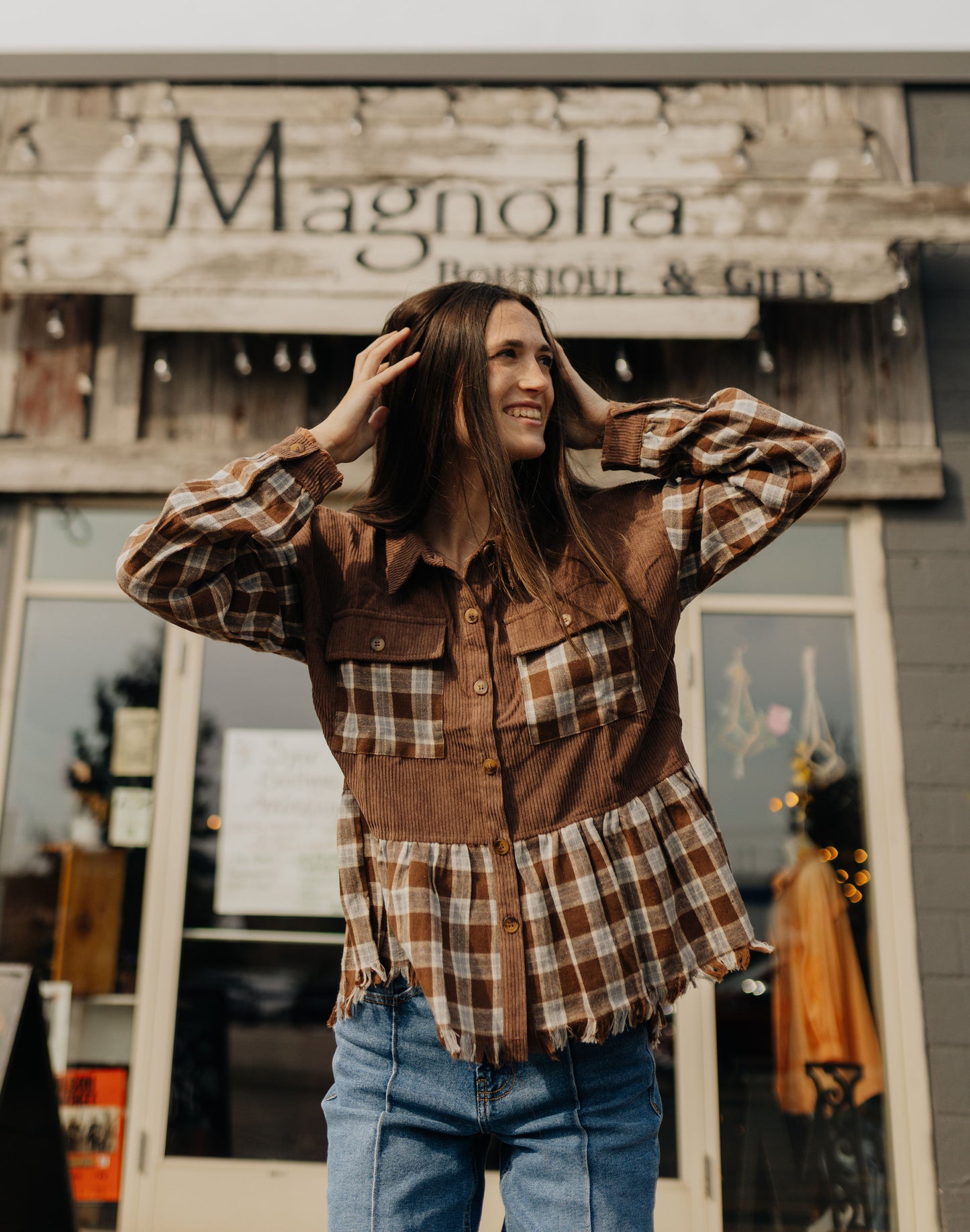 Fringe Bottom Plaid Button Down